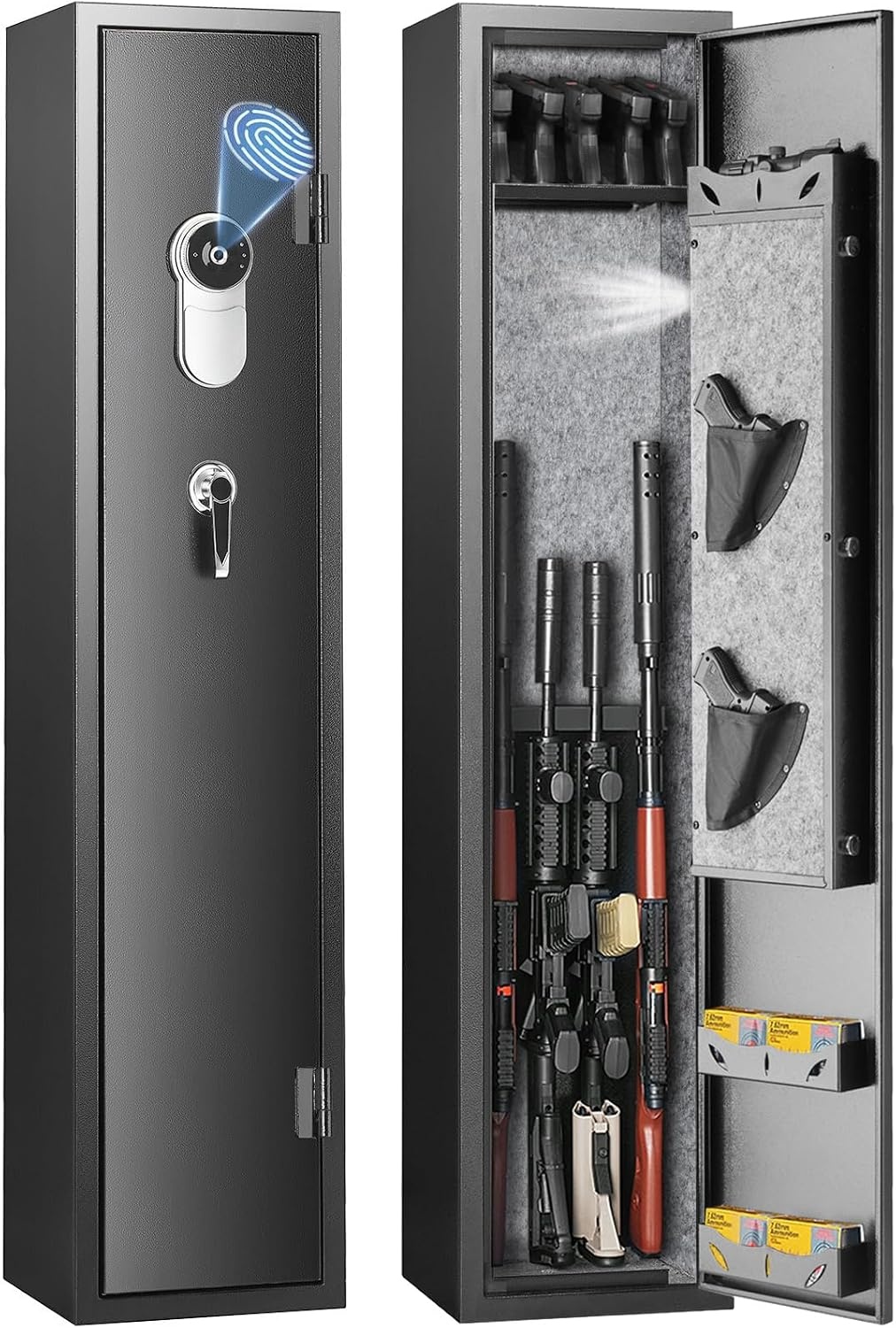 image:imageVEVOR 5 Rifles Gun Safe Rifle Safe with Fingerprint Lock Quick Access Gun Storage Cabinet for Shotguns with Removable Shelf amp Pistol Rack