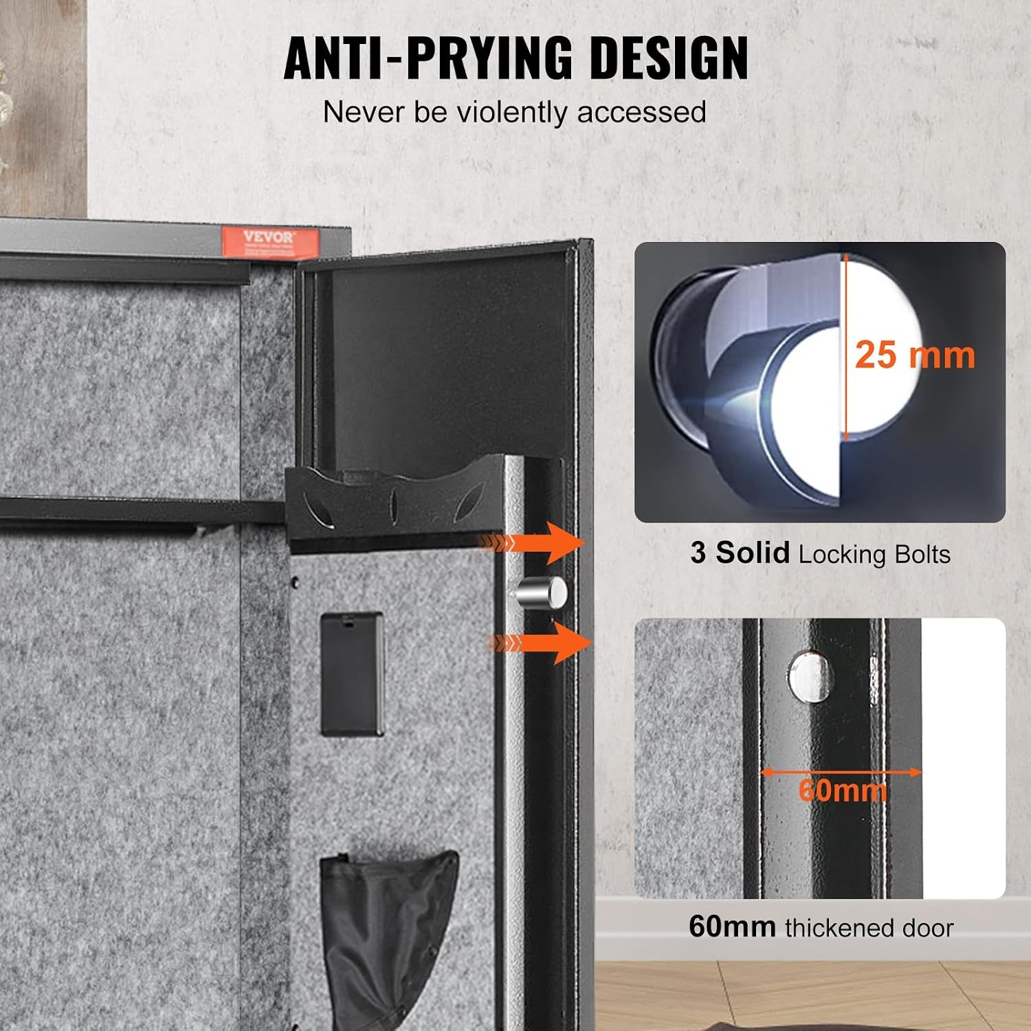 image:imageVEVOR 5 Rifles Gun Safe Rifle Safe with Fingerprint Lock Quick Access Gun Storage Cabinet for Shotguns with Removable Shelf amp Pistol Rack
