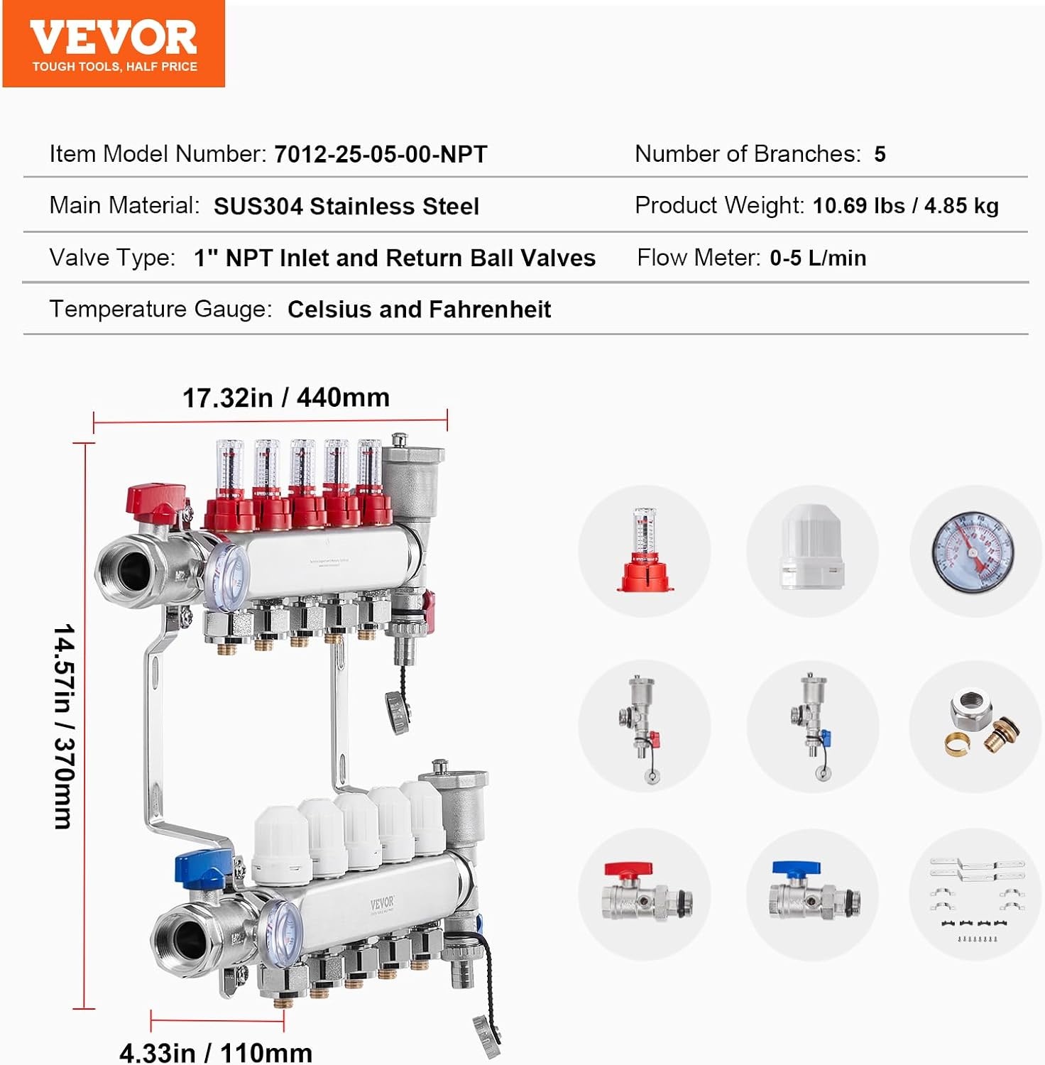 image:imageVEVOR 5Branch Radiant Heat Manifold5