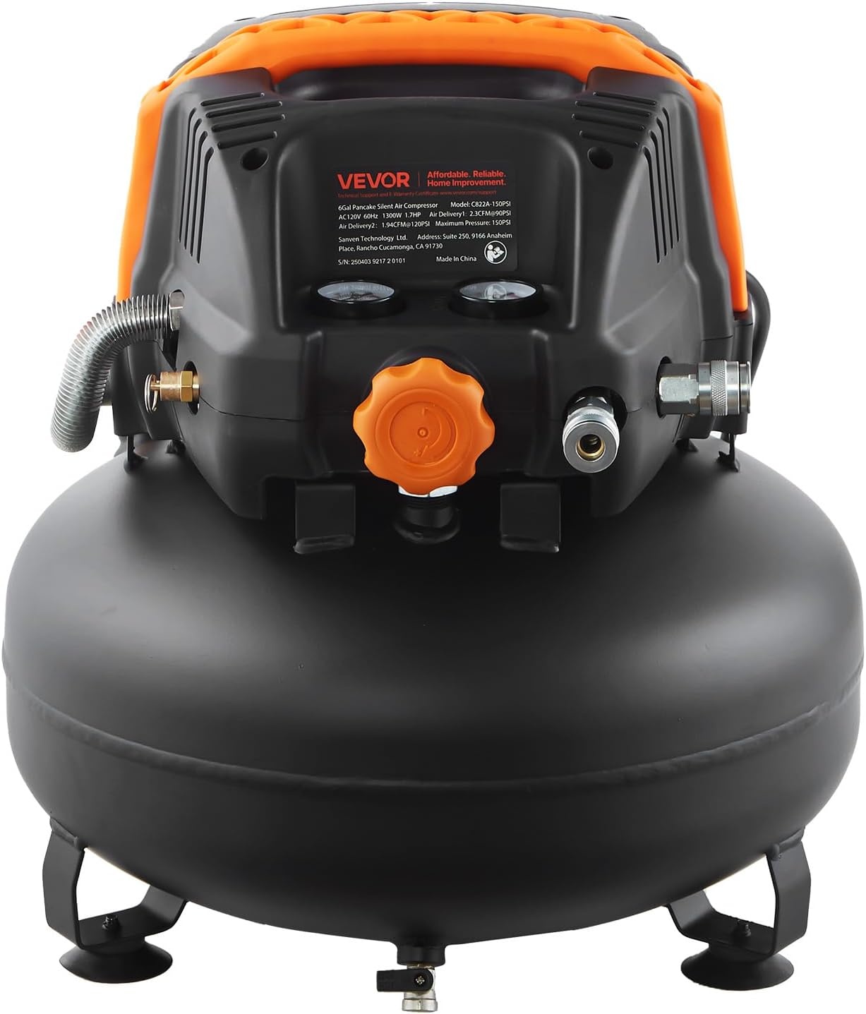 image:imageVEVOR 6 Gallon Air Compressor 17HP 23CFM 90PSI Portable Pancake Air Compressor amp 150PSI Max Working Pressure OilFree Compressor Tank for Tire Inflation Spray Painting Woodwork Nailing 120V
