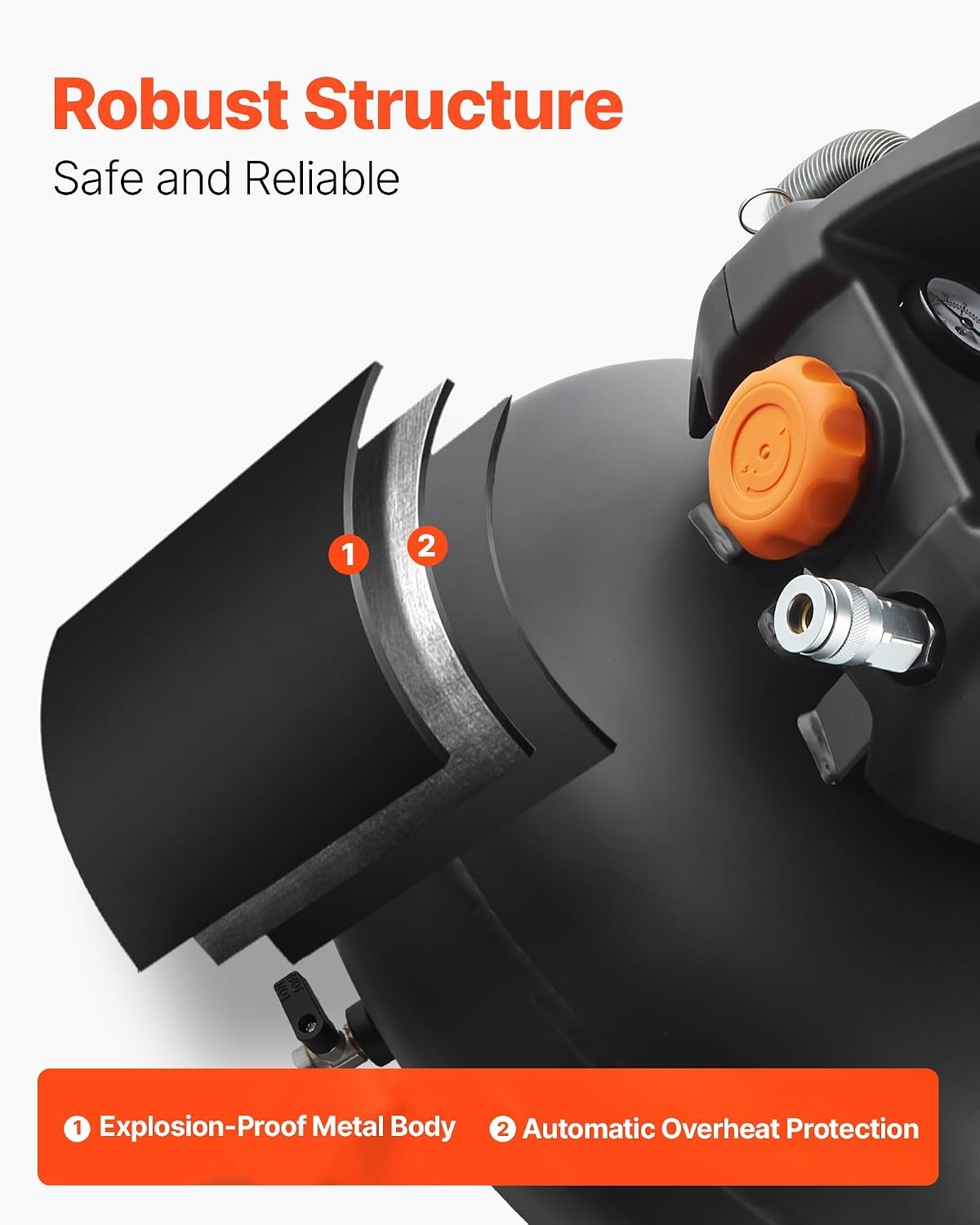 image:imageVEVOR 6 Gallon Air Compressor 17HP 23CFM90PSI Portable Pancake Air Compressor amp 150PSI Max Pressure 12Piece Accessory Kit with 25FT Air Hose for Tire Inflation Spray Painting Woodwork Nailing