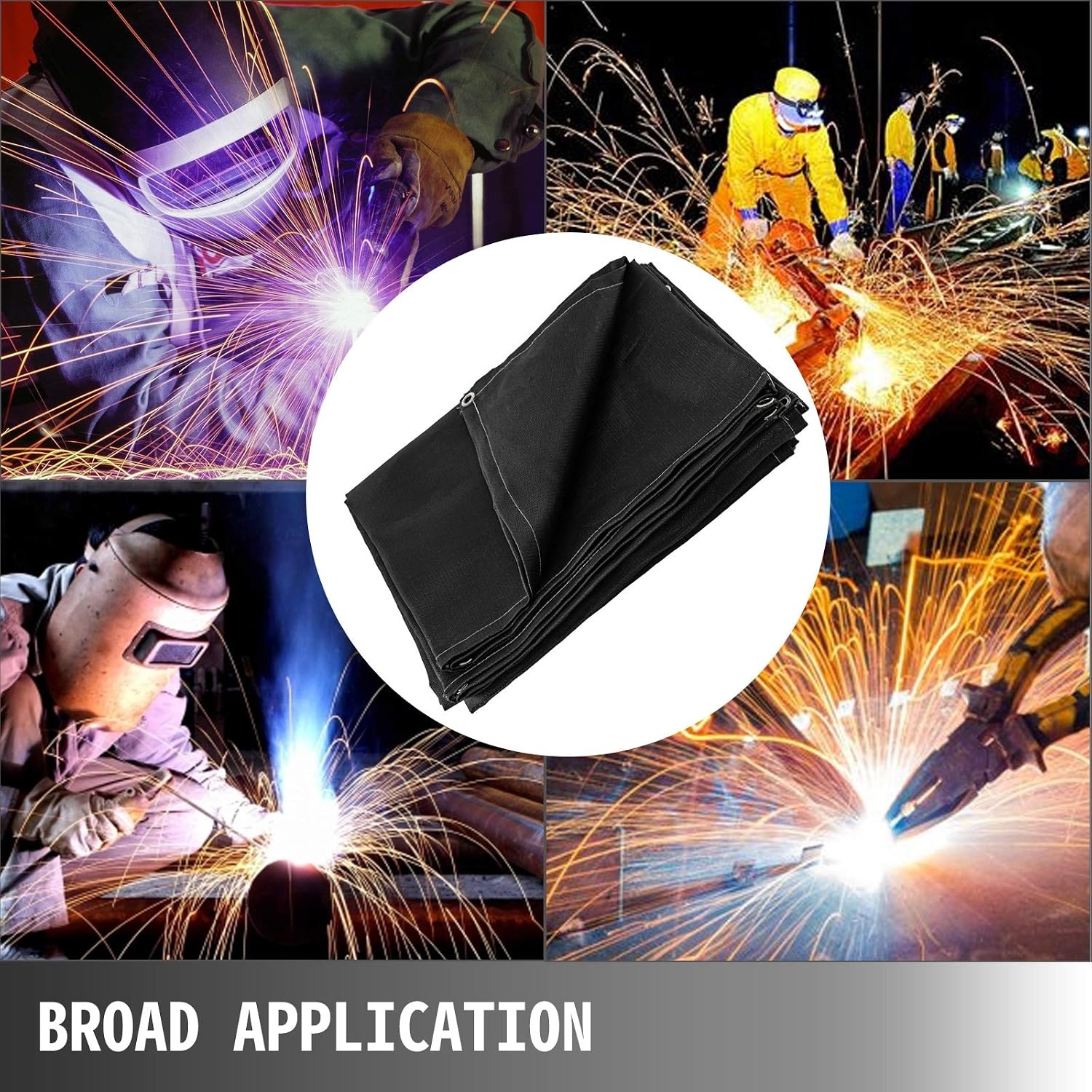 image:imageVEVOR 6 x 10 Ft Welding Blanket Black Fiberglass Blanket Portable Fiberglass Fire Retardant Blanket Welding Mat Welding Fireproof Thermal Resistant Insulation With Carry Bag10 x 10 Ft