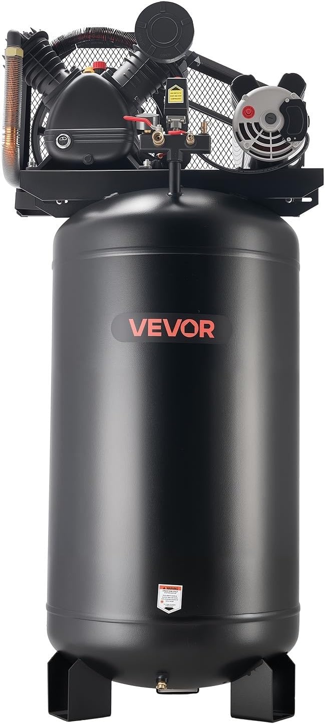 image:imageVEVOR 60 Gallons HeavyDuty Air Compressor 37HP 8 SCFM at 90PSI Air Compressors Max 155PSI Pressure OilLubricated Compressor Tank for Industrial Manufacturing Large Workshops 230V 60Hz NoPlug289 x 217 x 614 in