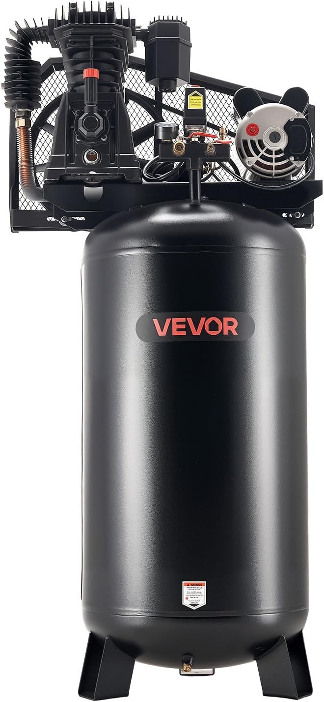 image:imageVEVOR 60 Gallons HeavyDuty Air Compressor 37HP 8 SCFM at 90PSI Air Compressors Max 155PSI Pressure OilLubricated Compressor Tank for Industrial Manufacturing Large Workshops 230V 60Hz NoPlug60Gallon 5HP 175PSI