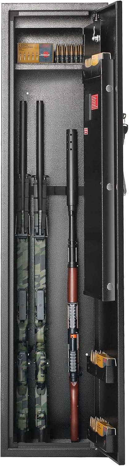image:imageVEVOR 68 Rifles Gun Safe Rifle Safe with Digital Keypad amp Lock Gun Storage Cabinet with Builtin Storage Locker Removable Storage Shelf for Home Long Gun and Pistols Black