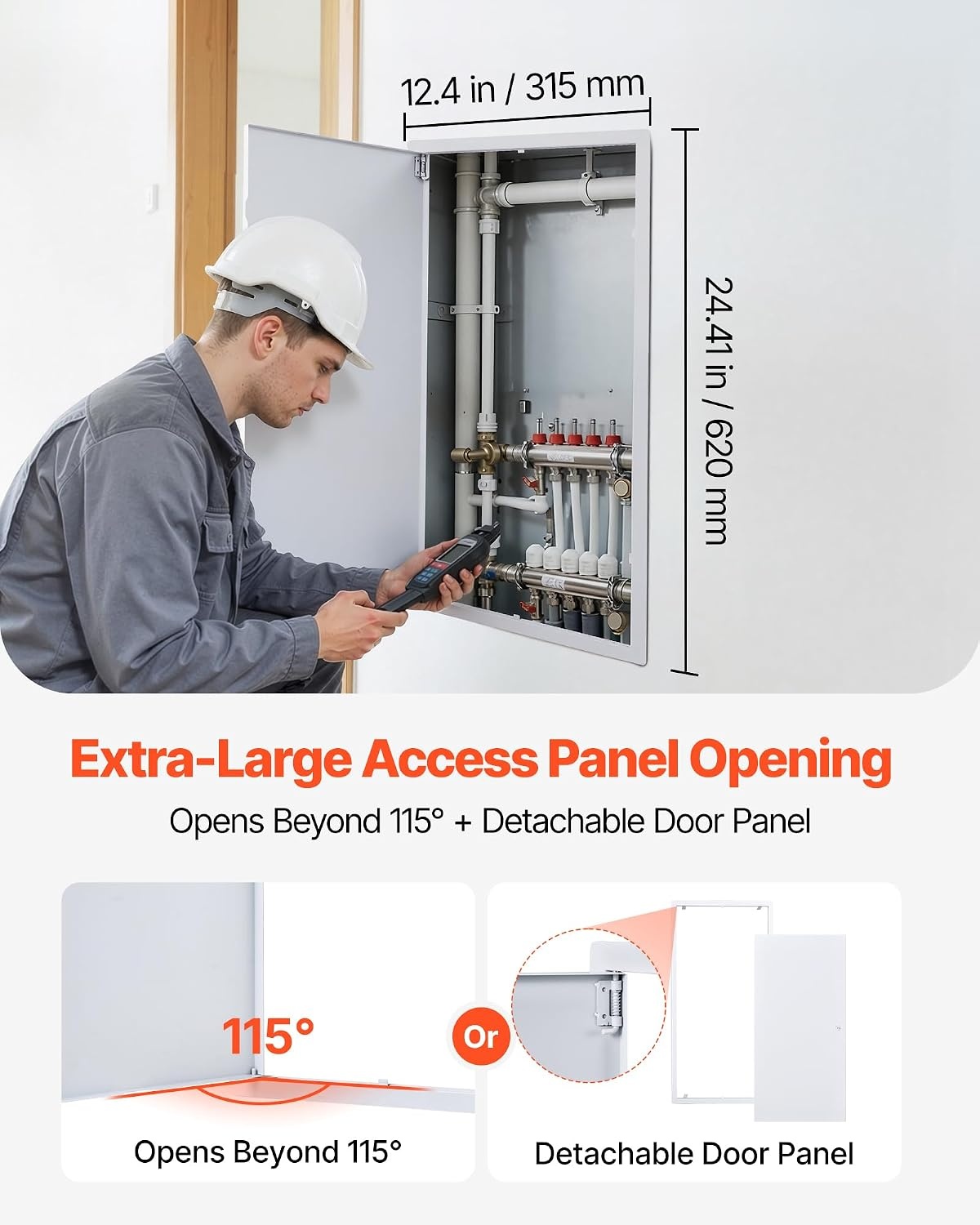 image:imageVEVOR Access Panel for Drywall 133 x 133 in Galvanized Steel Access Door Easy Install Hinged Service Panel with Screwdriver Latch for Ceiling Plumbing Electrical 124 x 124 in Cutout Size White14x29inch