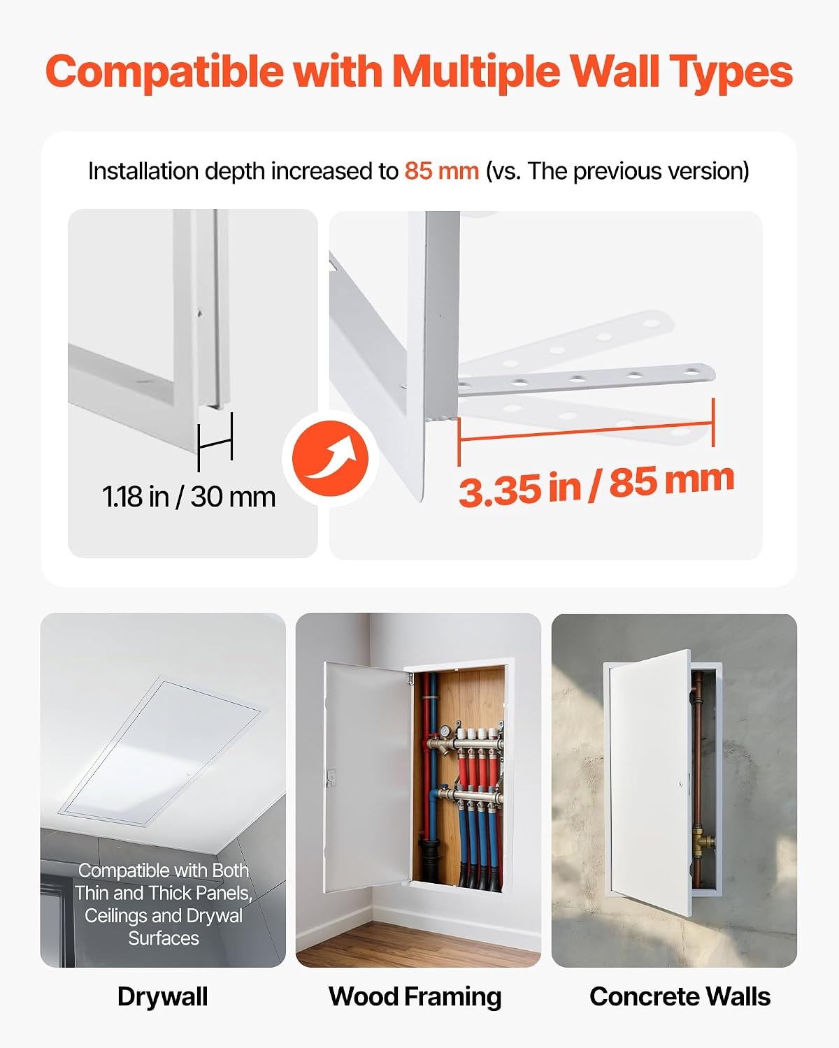 image:imageVEVOR Access Panel for Drywall 133 x 133 in Galvanized Steel Access Door Easy Install Hinged Service Panel with Screwdriver Latch for Ceiling Plumbing Electrical 124 x 124 in Cutout Size White14x29inch