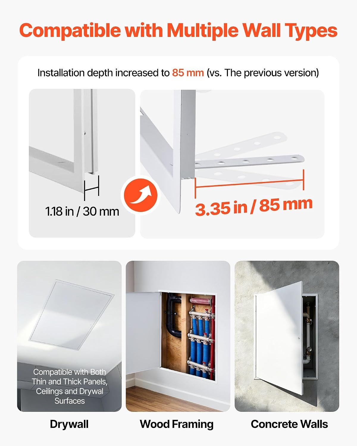 image:imageVEVOR Access Panel for Drywall 133 x 133 in Galvanized Steel Access Door Easy Install Hinged Service Panel with Screwdriver Latch for Ceiling Plumbing Electrical 124 x 124 in Cutout Size White32x24inch