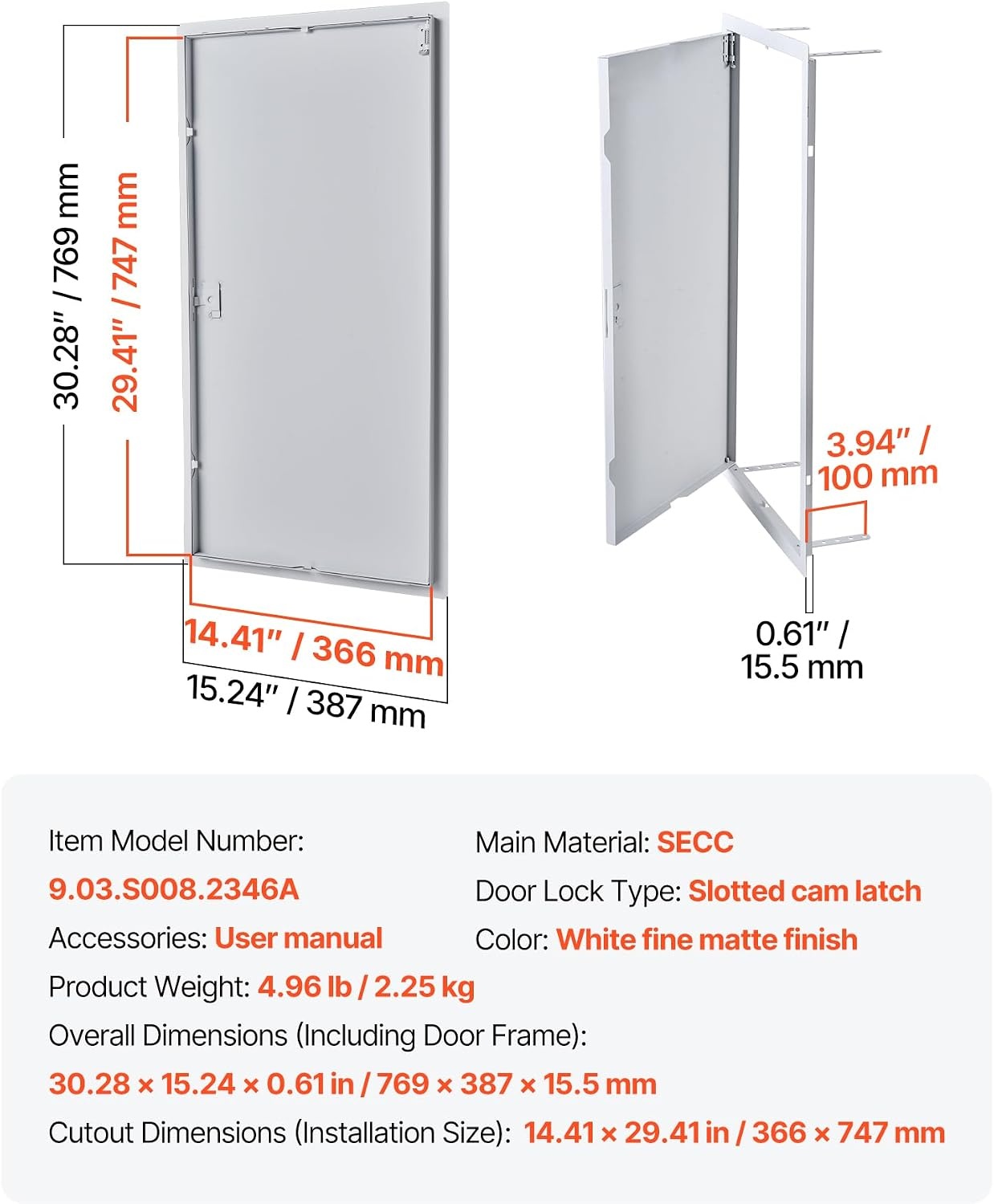 image:imageVEVOR Access Panel for Drywall 133 x 133 in Galvanized Steel Access Door Easy Install Hinged Service Panel with Screwdriver Latch for Ceiling Plumbing Electrical 124 x 124 in Cutout Size White14x29inch