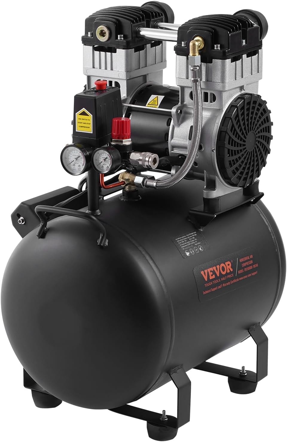 image:imageVEVOR Air Compressor 20 Gallon Steel Tank 4HP 106 CFM90 PSI Oil Free Air Compressor amp Max 125PSI Pressure 78dB Ultra Quiet Compressor for Auto Repair Tire Inflation Spray Painting 220V 60Hz10 Gallon