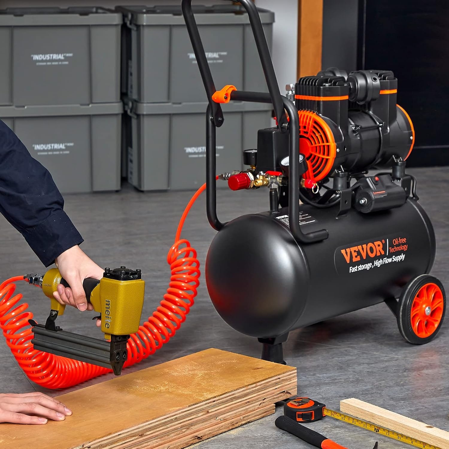 image:imageVEVOR Air Compressor 20 Gallon Steel Tank 4HP 106 CFM90 PSI Oil Free Air Compressor amp Max 125PSI Pressure 78dB Ultra Quiet Compressor for Auto Repair Tire Inflation Spray Painting 220V 60Hz63 Gallon
