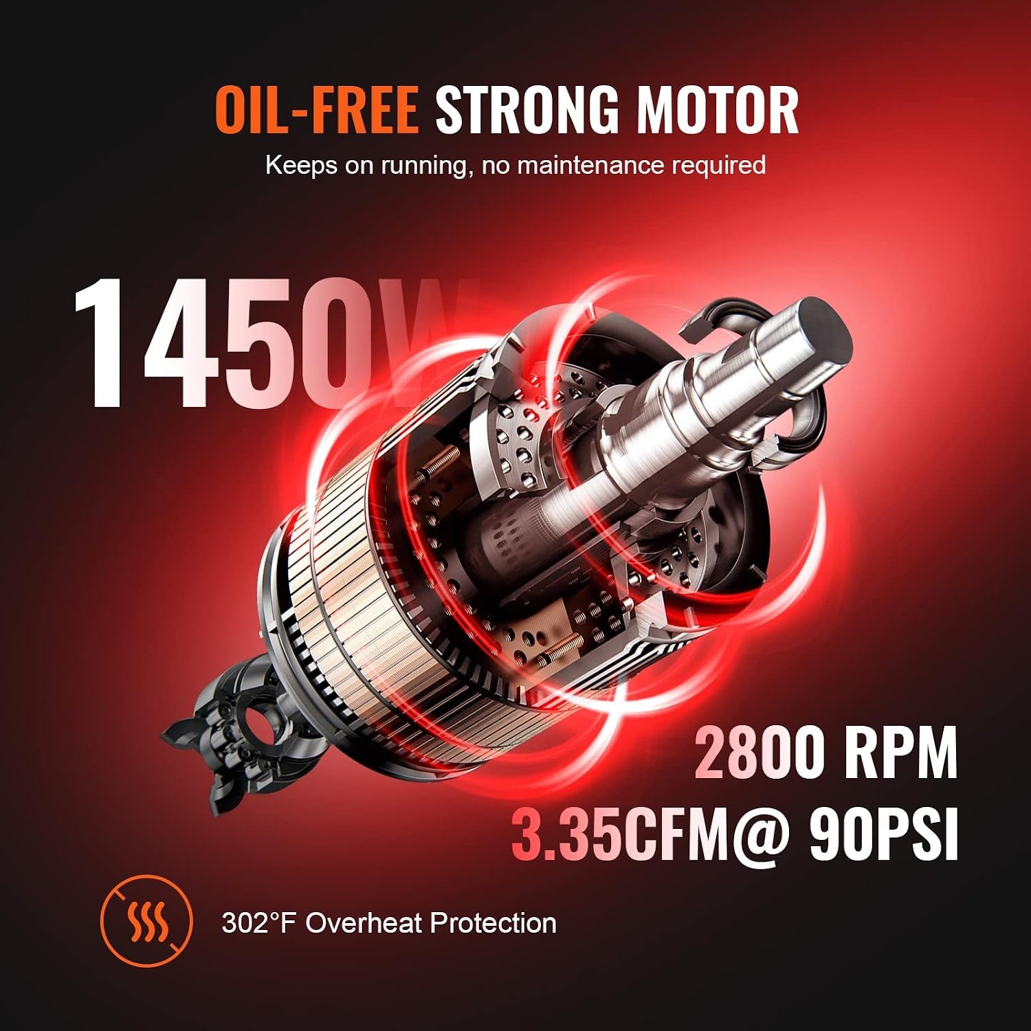 image:imageVEVOR Air Compressor 20 Gallon Steel Tank 4HP 106 CFM90 PSI Oil Free Air Compressor amp Max 125PSI Pressure 78dB Ultra Quiet Compressor for Auto Repair Tire Inflation Spray Painting 220V 60Hz63 Gallon