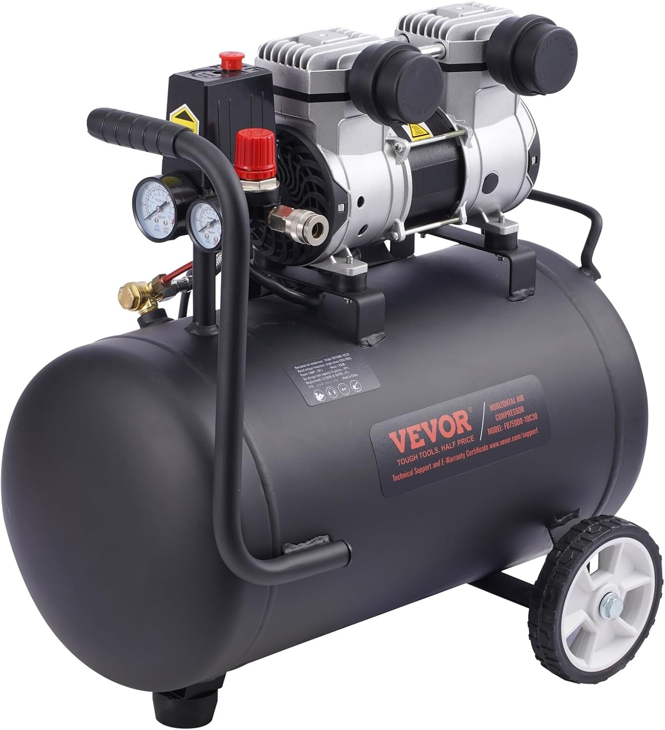 image:imageVEVOR Air Compressor 8 Gallon Steel Tank 1HP 22 CFM90 PSI Oil Free Air Compressor amp Max 120PSI Pressure 80dB Ultra Quiet Portable Compressor for Auto Repair Tire Inflation Spray Painting8 Gallon