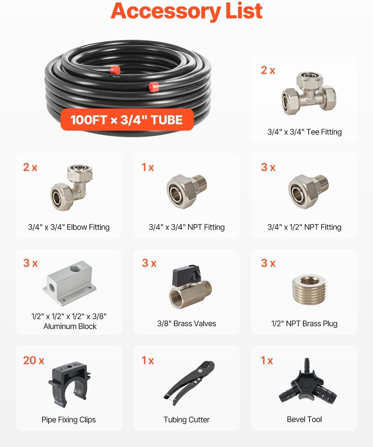 image:imageVEVOR Air Compressor Line Kit 300FT x 34 HDPEAluminum Compressed Air Piping System LeakProof PressureResistant amp EasytoInstall Compressed Air Line Tubing Kit for Garages Workshops BlueBlack