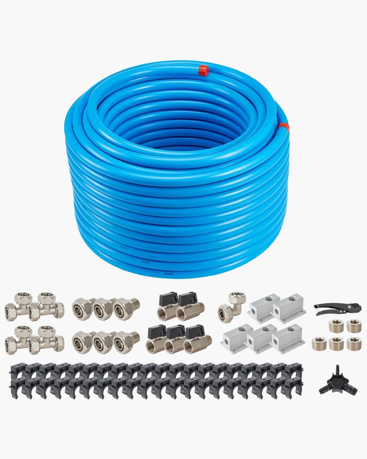 image:imageVEVOR Air Compressor Line Kit 300FT x 34 HDPEAluminum Compressed Air Piping System LeakProof PressureResistant amp EasytoInstall Compressed Air Line Tubing Kit for Garages Workshops BlueBlue