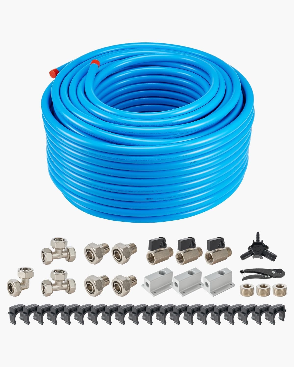 image:imageVEVOR Air Compressor Line Kit 300FT x 34 HDPEAluminum Compressed Air Piping System LeakProof PressureResistant amp EasytoInstall Compressed Air Line Tubing Kit for Garages Workshops BlueBlue