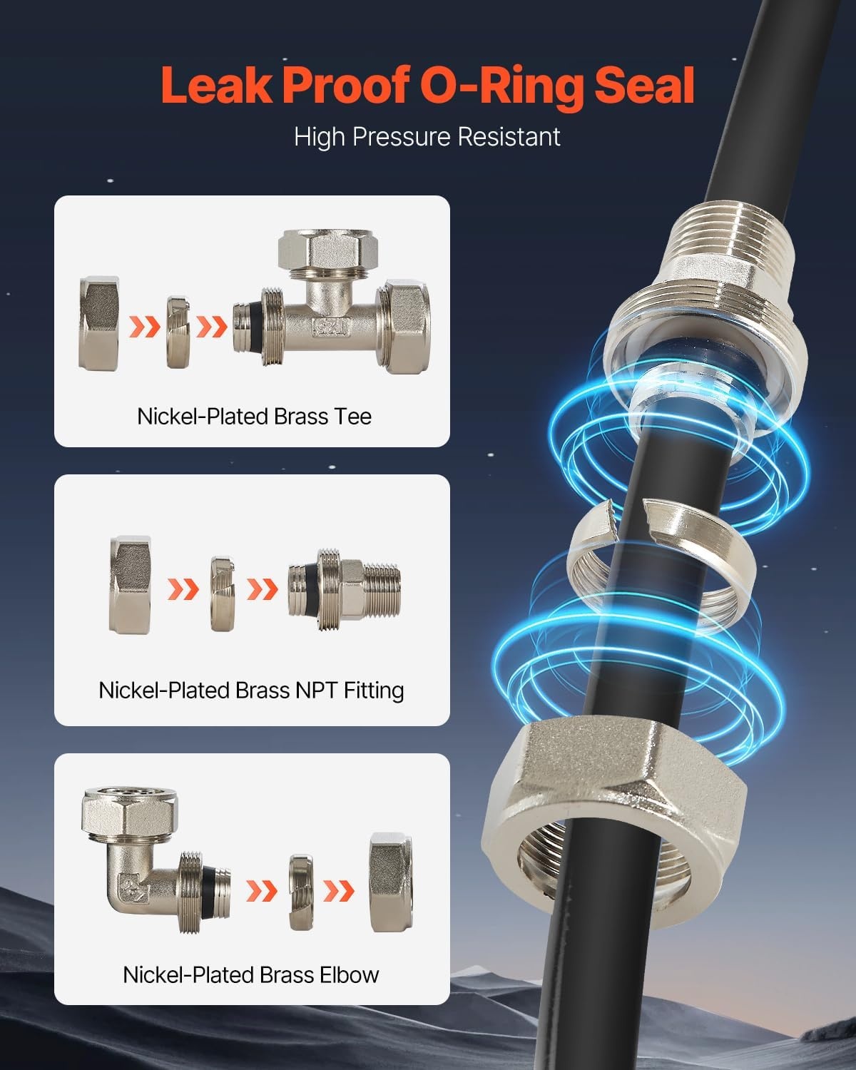 image:imageVEVOR Air Compressor Line Kit 300FT x 34 HDPEAluminum Compressed Air Piping System LeakProof PressureResistant amp EasytoInstall Compressed Air Line Tubing Kit for Garages Workshops BlueBlack