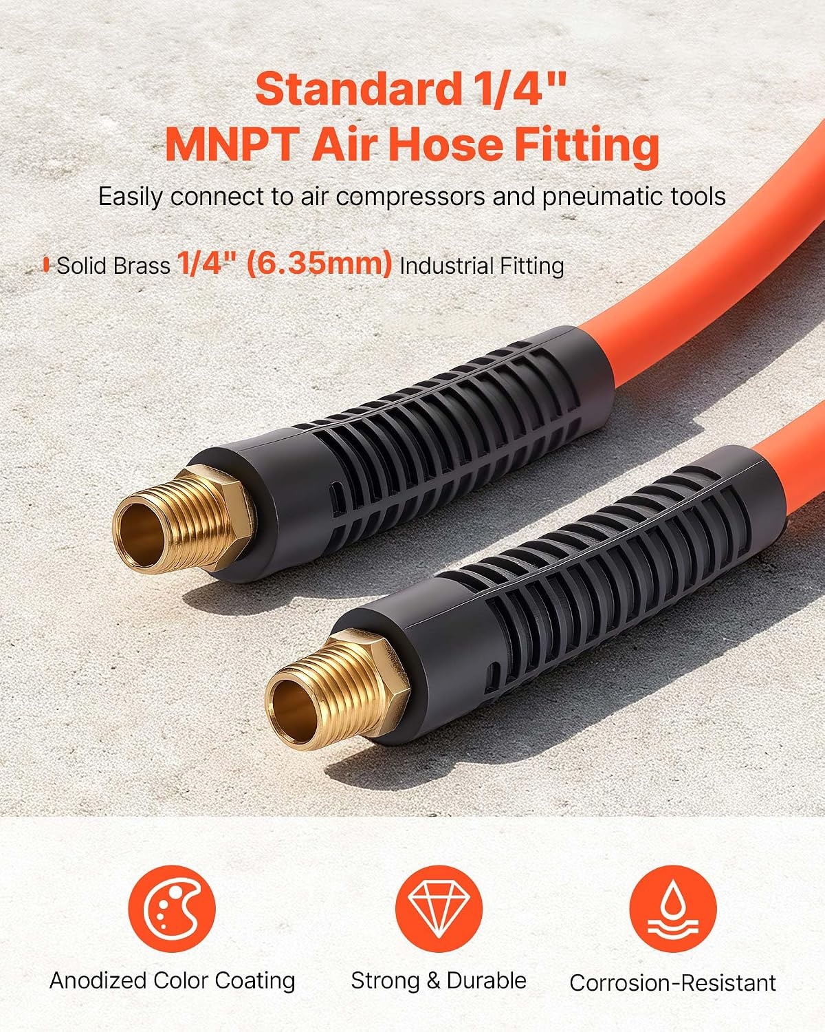 image:imageVEVOR Air Hose 38 x 250FT Hybrid Air Compressor Hose 300 PSI KinkResistant Pneumatic Hoses with ThreeLayer Construction for Auto amp Home DIY Projetcs AllWeather Flexibility No Fittings14IN X 25FT