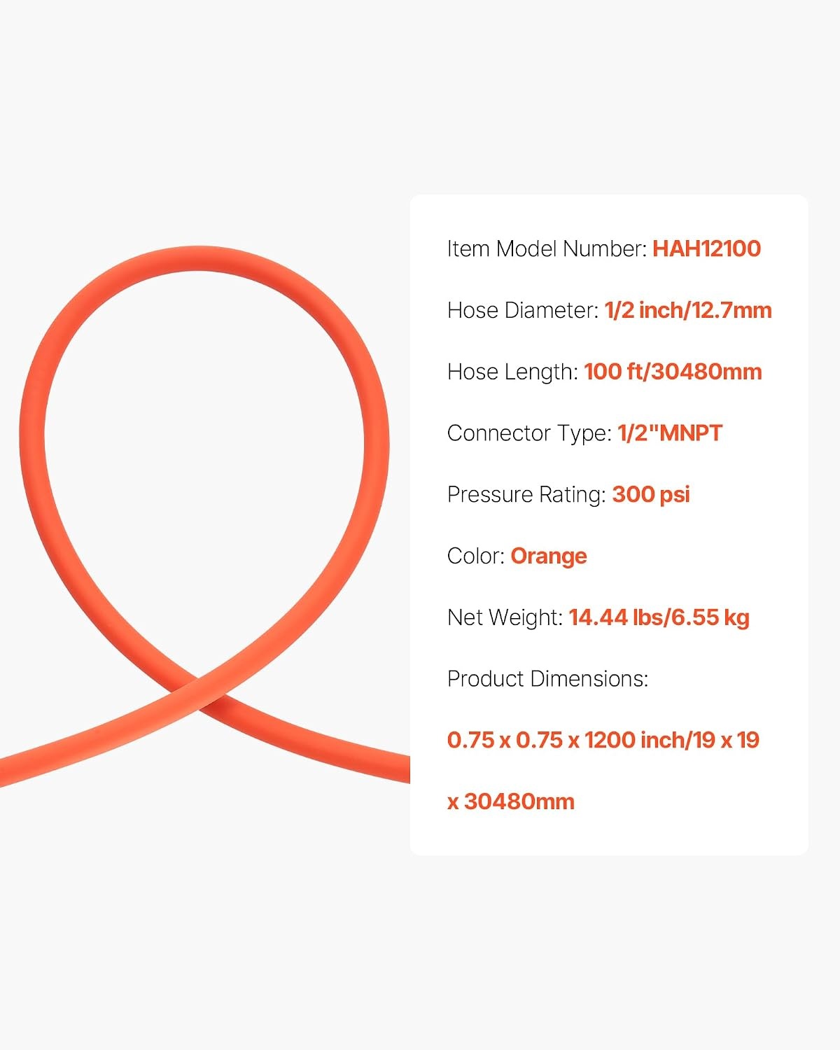 image:imageVEVOR Air Hose 38 x 250FT Hybrid Air Compressor Hose 300 PSI KinkResistant Pneumatic Hoses with ThreeLayer Construction for Auto amp Home DIY Projetcs AllWeather Flexibility No Fittings12IN X 100FT