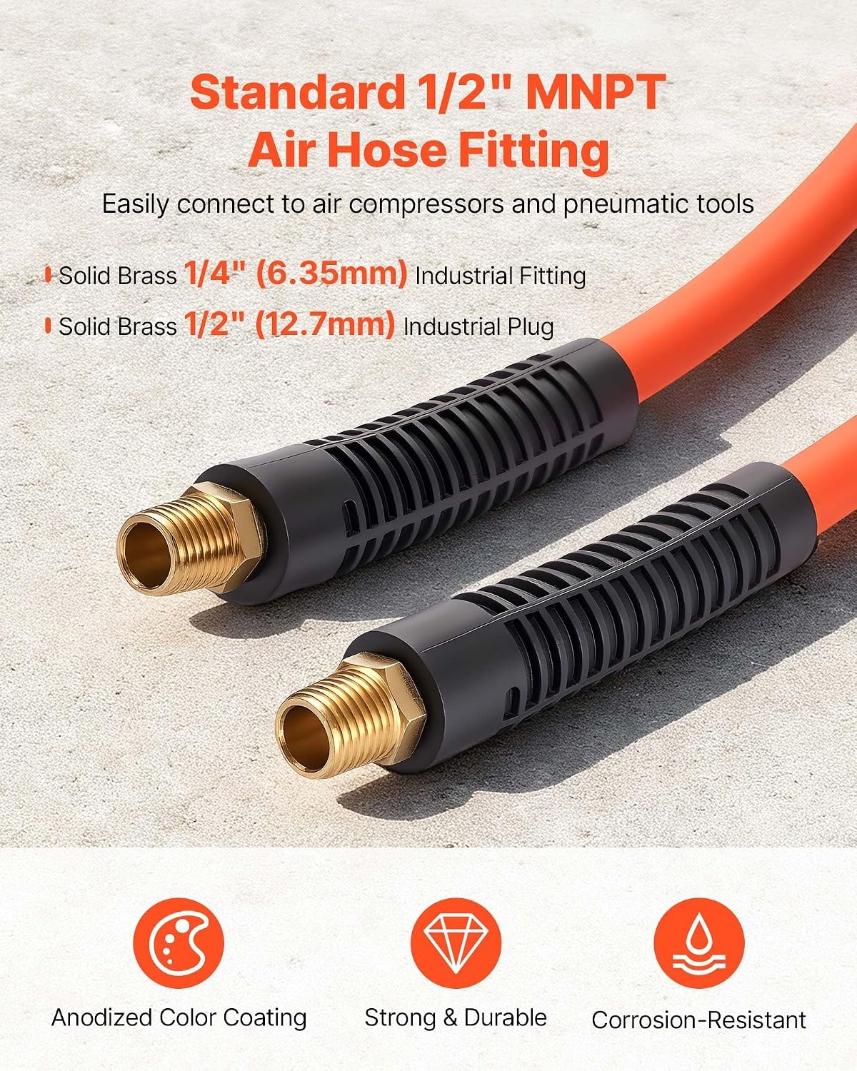 image:imageVEVOR Air Hose 38 x 250FT Hybrid Air Compressor Hose 300 PSI KinkResistant Pneumatic Hoses with ThreeLayer Construction for Auto amp Home DIY Projetcs AllWeather Flexibility No Fittings12IN X 100FT