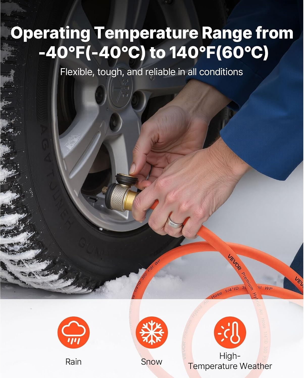 image:imageVEVOR Air Hose 38 x 250FT Hybrid Air Compressor Hose 300 PSI KinkResistant Pneumatic Hoses with ThreeLayer Construction for Auto amp Home DIY Projetcs AllWeather Flexibility No Fittings14IN X 250FT