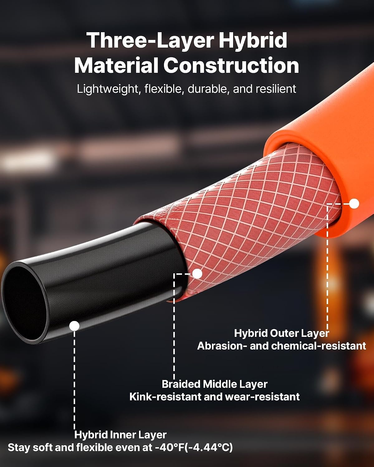 image:imageVEVOR Air Hose 38 x 250FT Hybrid Air Compressor Hose 300 PSI KinkResistant Pneumatic Hoses with ThreeLayer Construction for Auto amp Home DIY Projetcs AllWeather Flexibility No Fittings12IN X 100FT