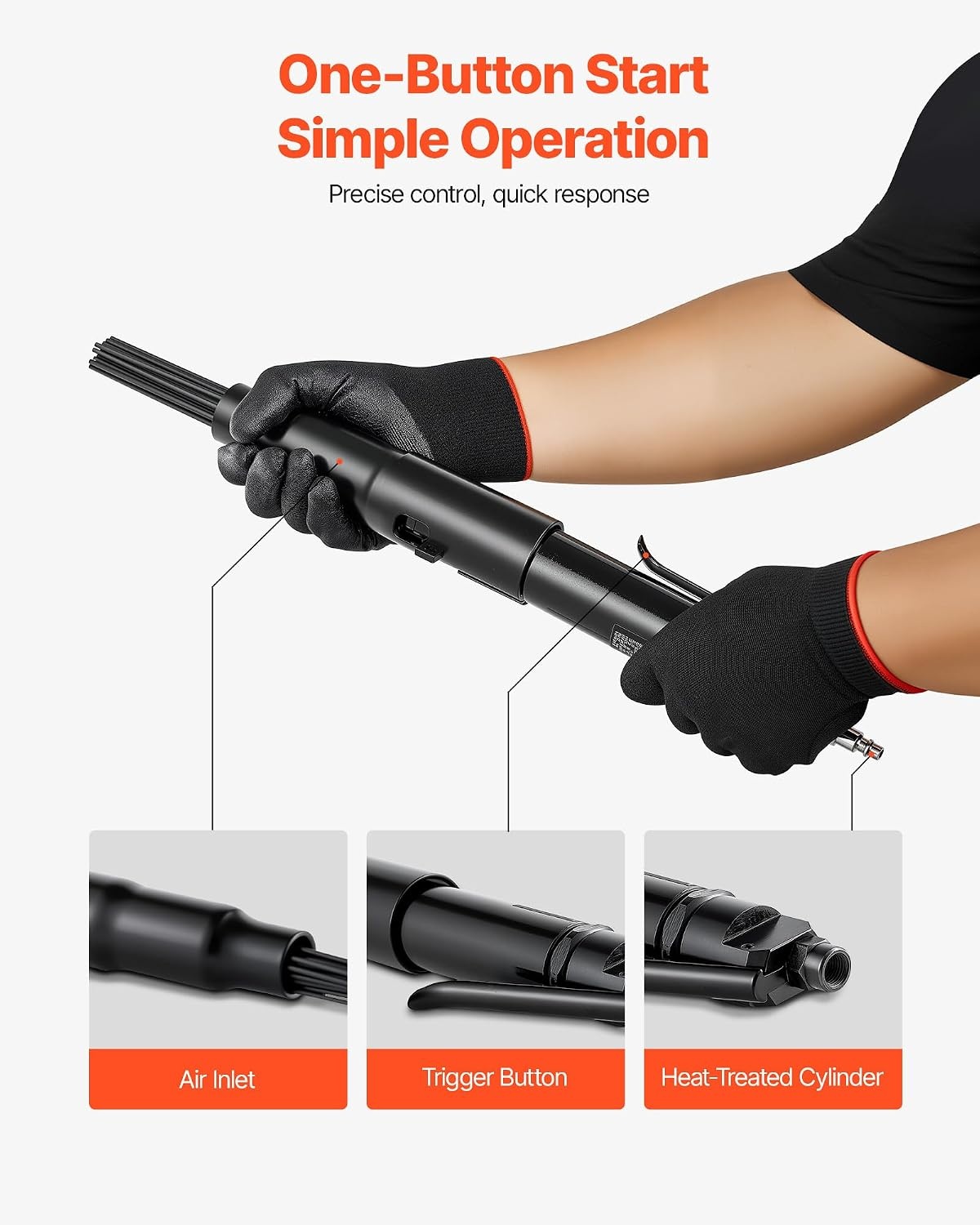 image:imageVEVOR Air Needle Scaler 3400BPM Pneumatic Scaler for Rust Paint Removal with 3Speed Adjustment 19 Hardened Needles amp 3 Air Nozzle Connectors Lightweight Compact amp Ergonomic Grip