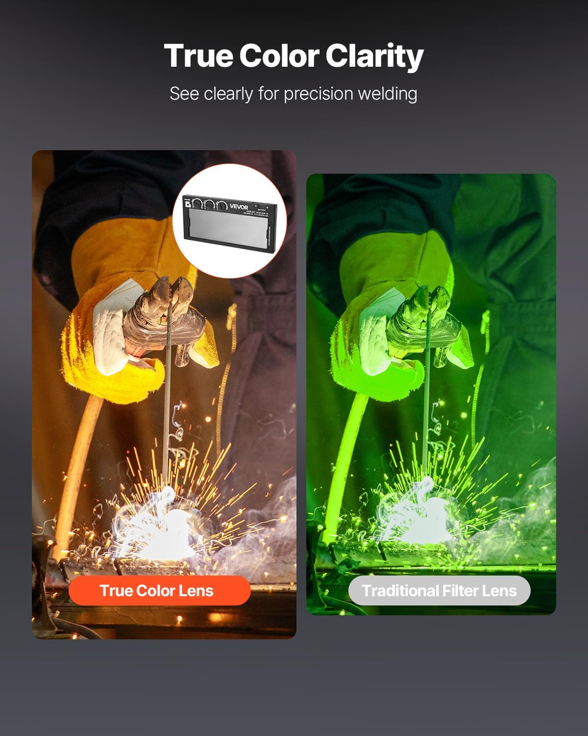 image:imageVEVOR Auto Darkening Welding Lens 425 x 2 Shade 513 Adjustable True Color Welding Lens with Dual Arc Sensors amp Gold Coating Compatible with Most Welding Helmets for TIG MIG MMA Applications