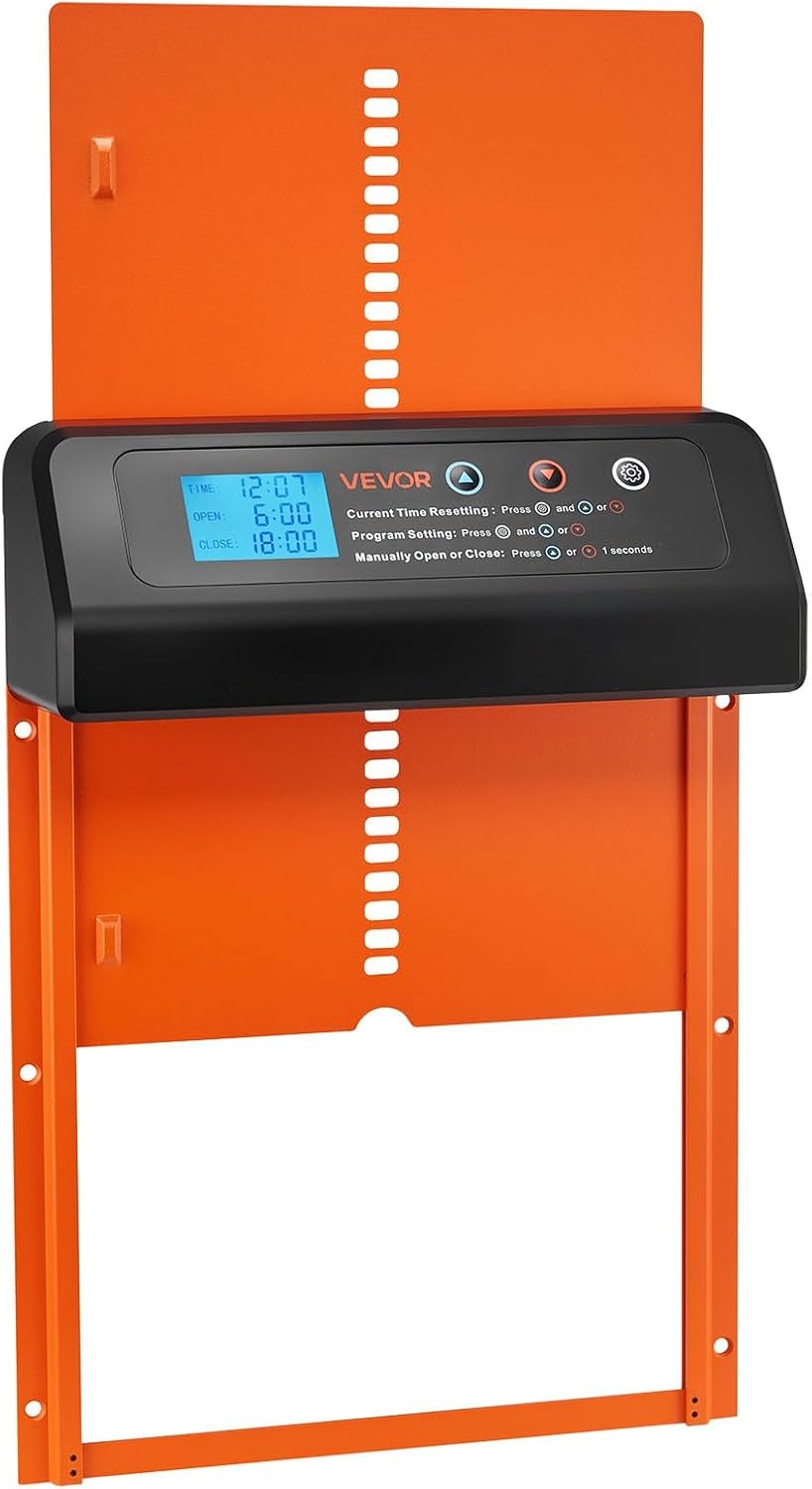 image:imageVEVOR Automatic Chicken Coop Door Battery Powered Chicken Coop Door with Timer amp Manual Setting AntiPinch Security Durable Aluminum Alloy Auto Chick Run Gate Opener with Waterproof Sealing BlackOrange