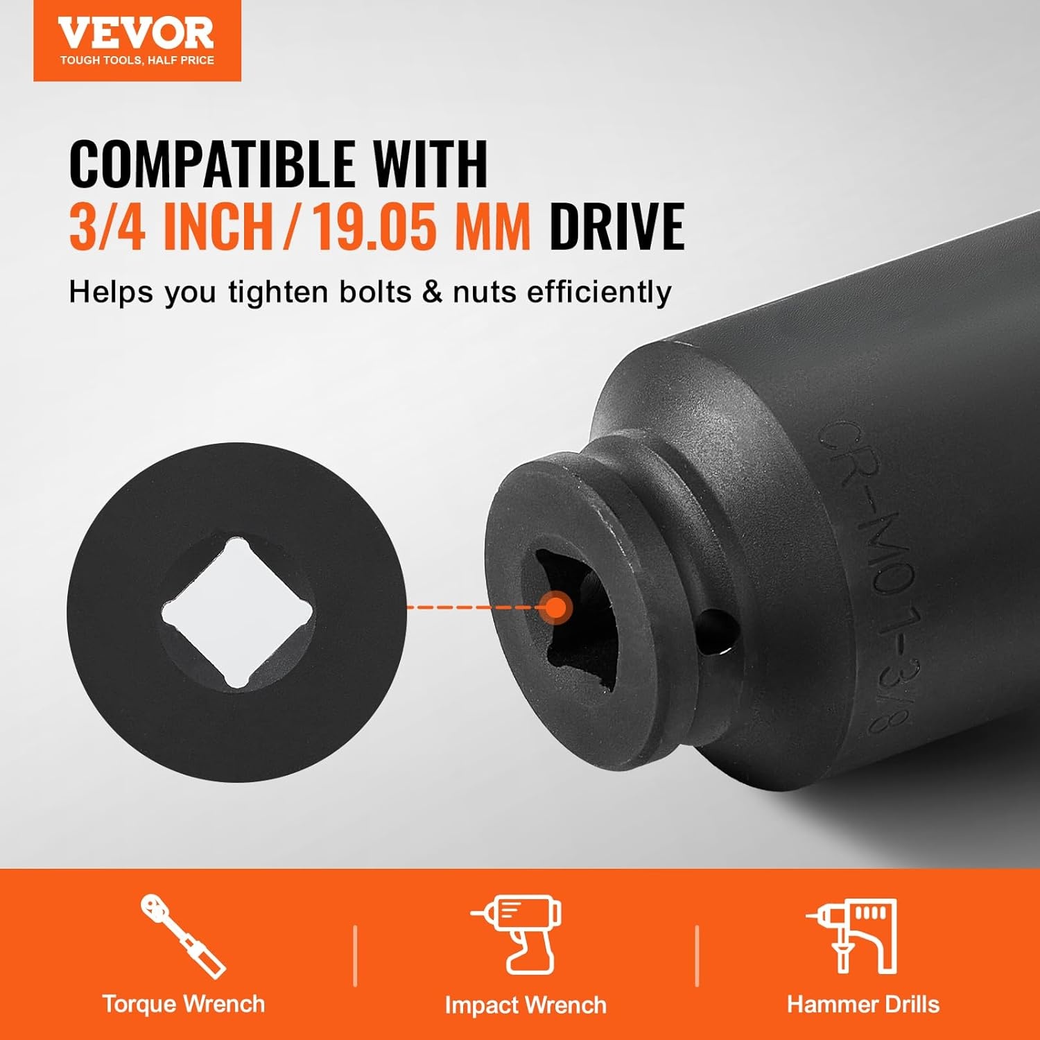 image:imageVEVOR Axle Nut Impact Socket Set 34 Drive Deep 6Point 8Piece SAE Spindle Nut Socket CRMO Heat Treated Large Socket Set with Storage Case for Auto Repair Removing or Installing Axle Nuts34 8PCS SAE CRMO
