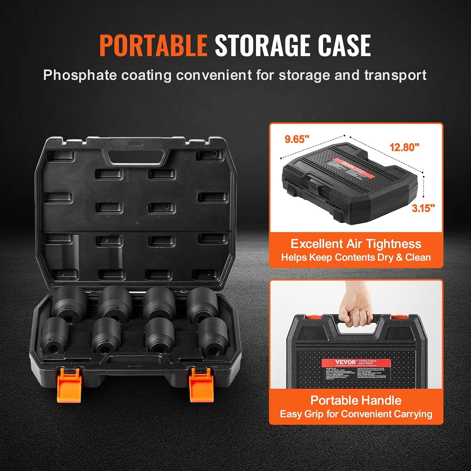 image:imageVEVOR Axle Nut Impact Socket Set 34 Drive Deep 6Point 8Piece SAE Spindle Nut Socket CRMO Heat Treated Large Socket Set with Storage Case for Auto Repair Removing or Installing Axle Nuts34 8PCS SAE CRMO