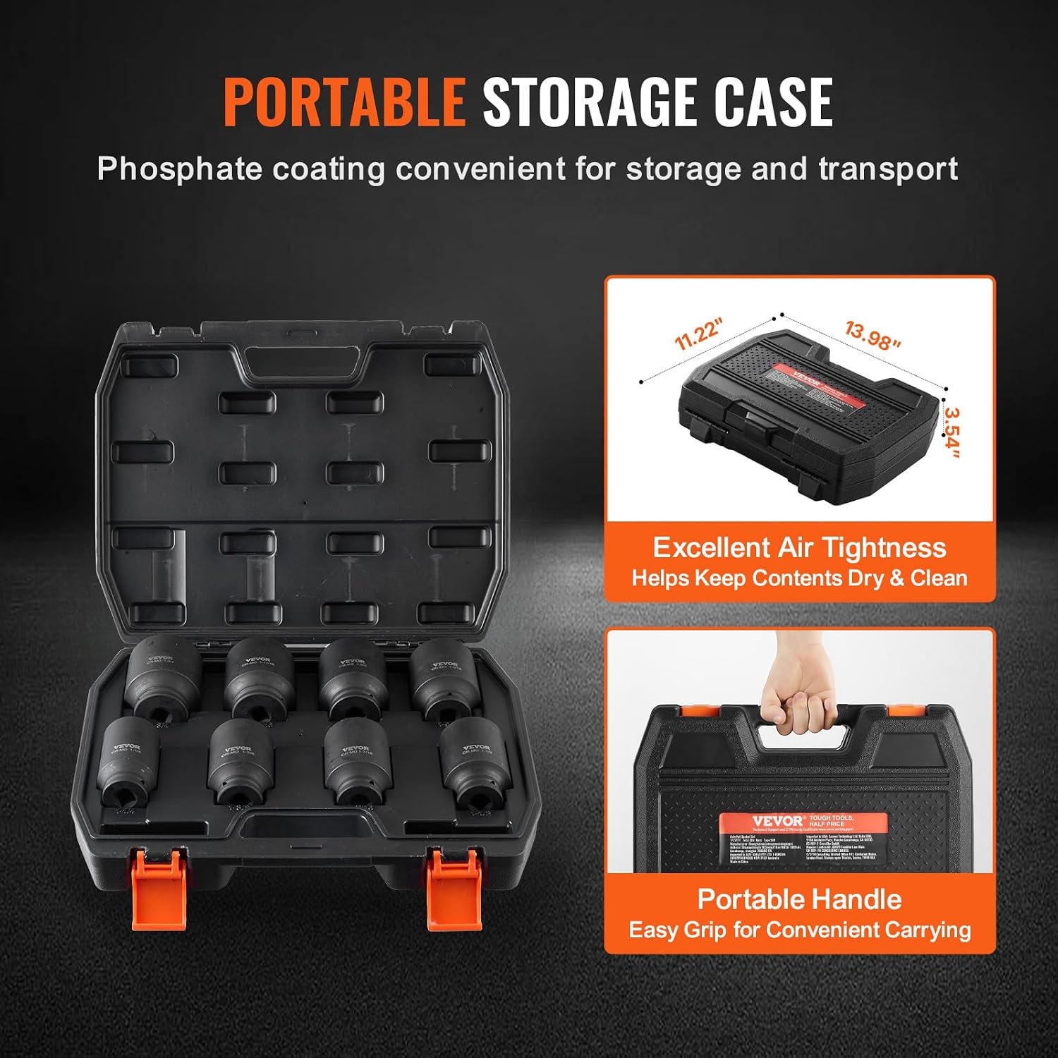 image:imageVEVOR Axle Nut Impact Socket Set 34 Drive Deep 6Point 8Piece SAE Spindle Nut Socket CRMO Heat Treated Large Socket Set with Storage Case for Auto Repair Removing or Installing Axle Nuts12 8PCS CRMO