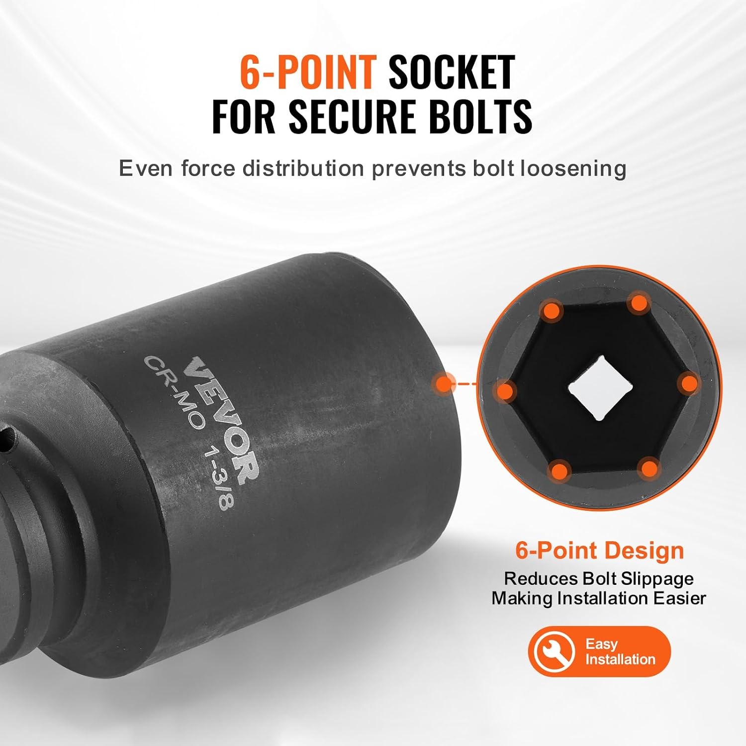 image:imageVEVOR Axle Nut Impact Socket Set 34 Drive Deep 6Point 8Piece SAE Spindle Nut Socket CRMO Heat Treated Large Socket Set with Storage Case for Auto Repair Removing or Installing Axle Nuts12 8PCS CRMO