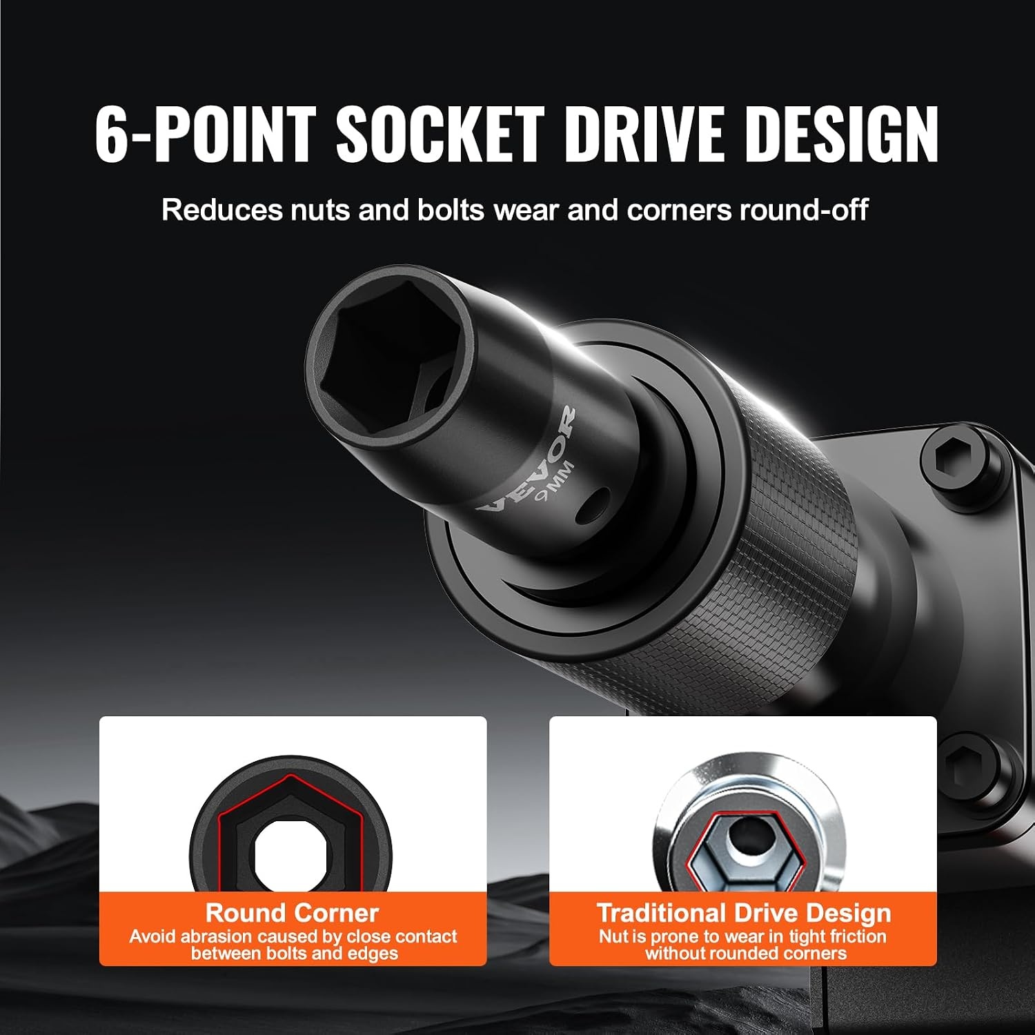 image:imageVEVOR Axle Nut Impact Socket Set 34 Drive Deep 6Point 8Piece SAE Spindle Nut Socket CRMO Heat Treated Large Socket Set with Storage Case for Auto Repair Removing or Installing Axle Nuts38 14PCS CRMO