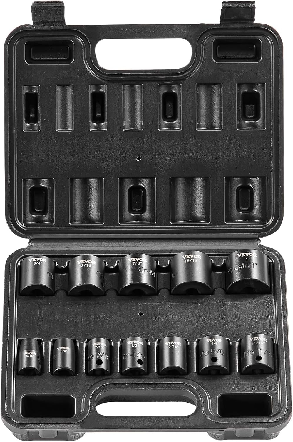 image:imageVEVOR Axle Nut Impact Socket Set 34 Drive Deep 6Point 8Piece SAE Spindle Nut Socket CRMO Heat Treated Large Socket Set with Storage Case for Auto Repair Removing or Installing Axle Nuts38 12PCS CRMO