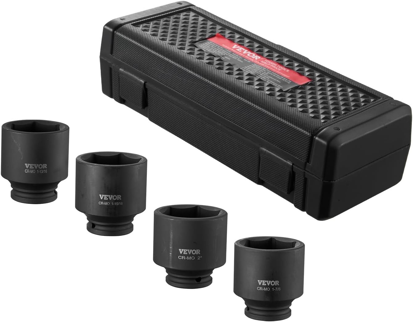 image:imageVEVOR Axle Nut Impact Socket Set 34 Drive Deep 6Point 8Piece SAE Spindle Nut Socket CRMO Heat Treated Large Socket Set with Storage Case for Auto Repair Removing or Installing Axle Nuts12 4PCS CRMO