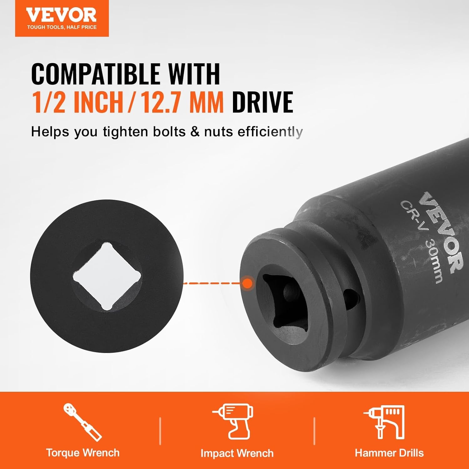 image:imageVEVOR Axle Nut Impact Socket Set 34 Drive Deep 6Point 8Piece SAE Spindle Nut Socket CRMO Heat Treated Large Socket Set with Storage Case for Auto Repair Removing or Installing Axle Nuts12 14PCS CRMO