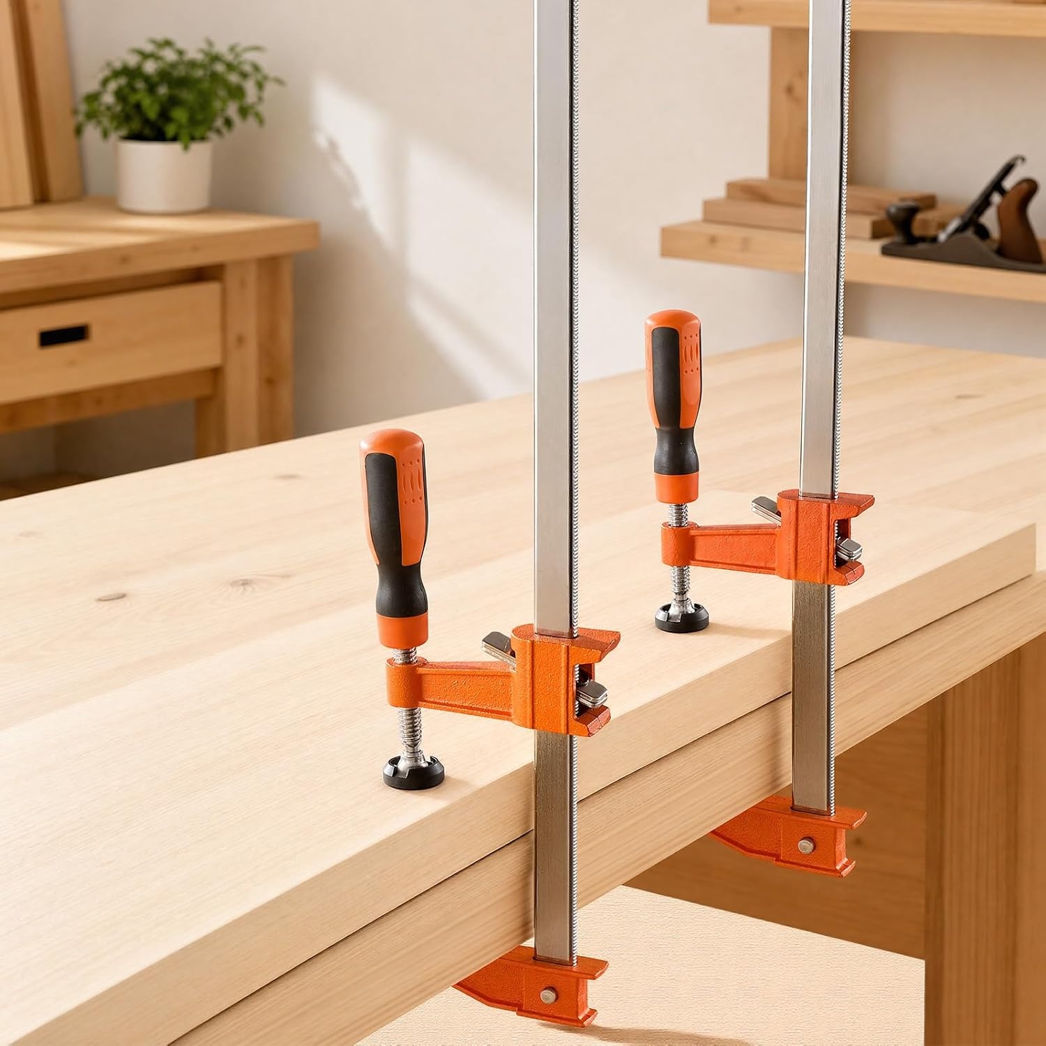image:imageVEVOR Bar Clamps for Woodworking 8Pack 36 Opening F Clamps 600 lbs Load Limit with Plastic Pad and SelfLocking Design Premium Cast Iron and Carbon Steel for Wood Working and Metal Working