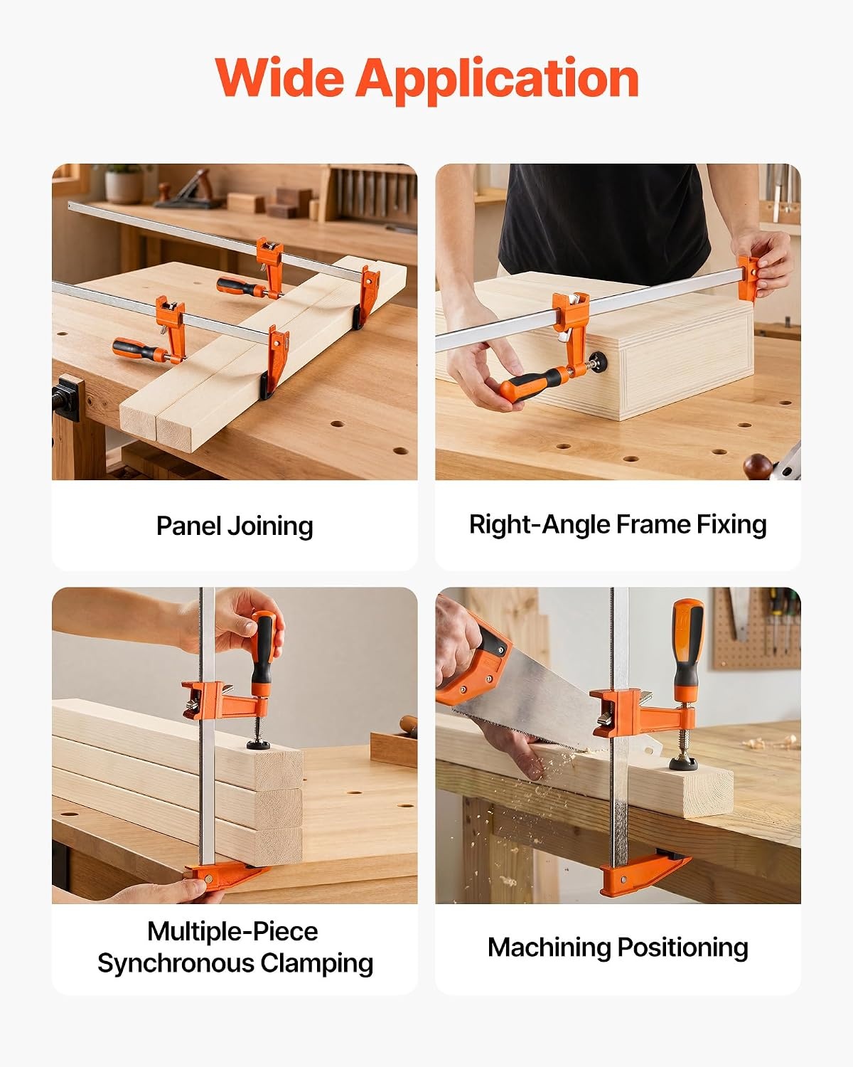image:imageVEVOR Bar Clamps for Woodworking 8Pack 36 Opening F Clamps 600 lbs Load Limit with Plastic Pad and SelfLocking Design Premium Cast Iron and Carbon Steel for Wood Working and Metal Working