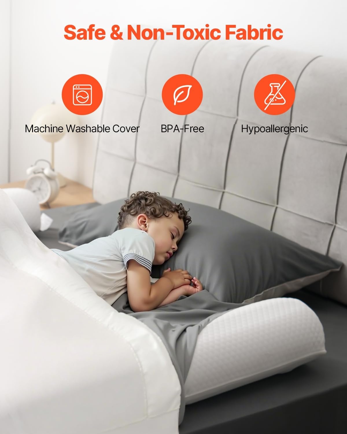 image:imageVEVOR Bed Bumper for Toddlers 52inch Inflatable Bed Guard Rail with Safety Flap 2Pack Toddler Bedrail Bumpers with NonSlip Bottom amp MachineWashable Cover for Twin Full Queen and King BedsHighRebound Foam