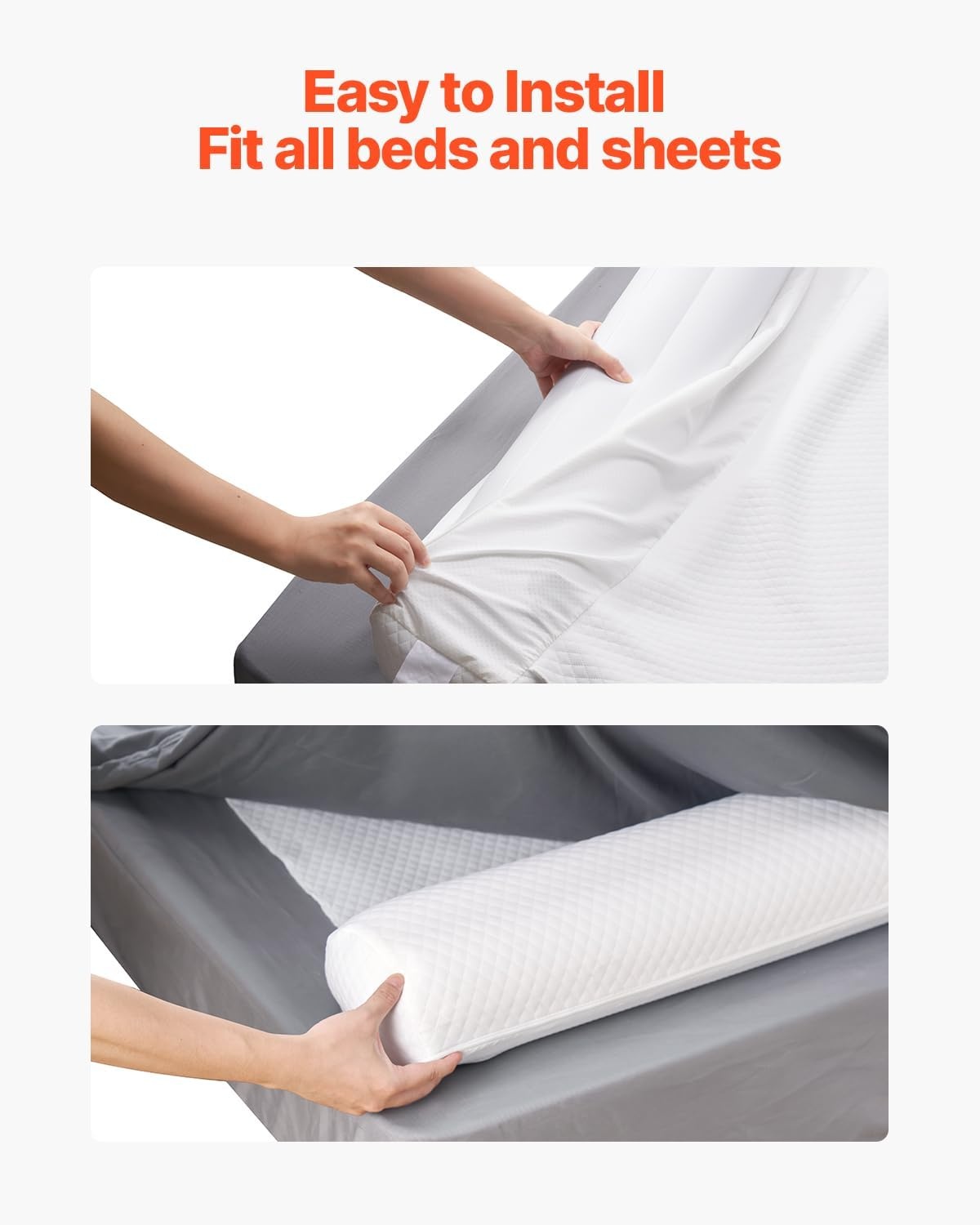 image:imageVEVOR Bed Bumper for Toddlers 52inch Inflatable Bed Guard Rail with Safety Flap 2Pack Toddler Bedrail Bumpers with NonSlip Bottom amp MachineWashable Cover for Twin Full Queen and King BedsHighRebound Foam