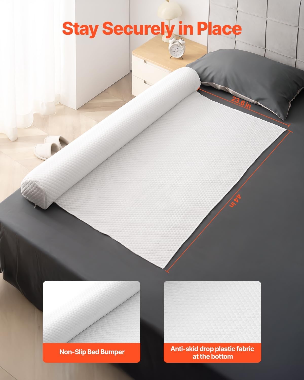 image:imageVEVOR Bed Bumper for Toddlers 52inch Inflatable Bed Guard Rail with Safety Flap 2Pack Toddler Bedrail Bumpers with NonSlip Bottom amp MachineWashable Cover for Twin Full Queen and King BedsHighRebound Foam