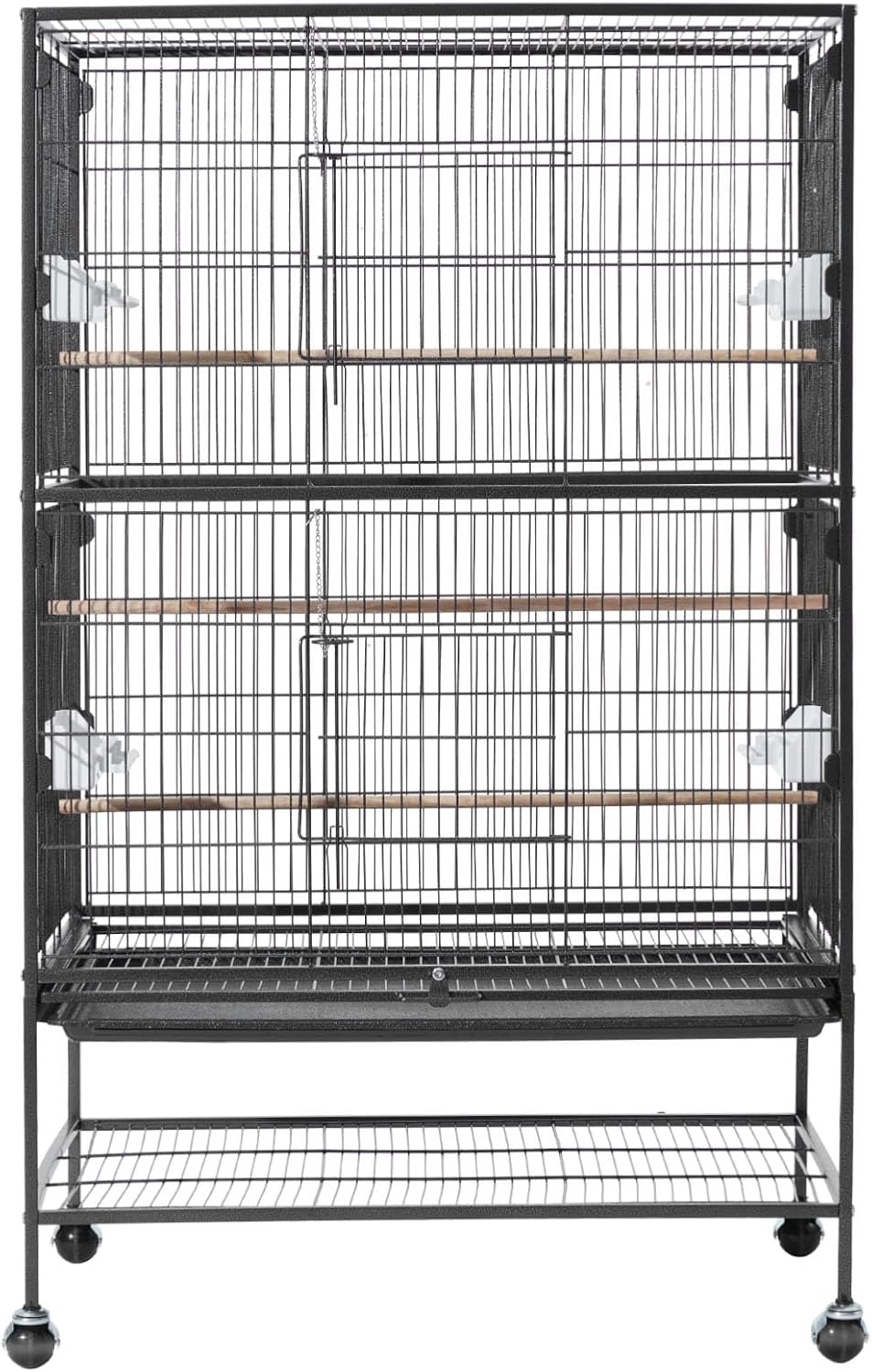 image:imageVEVOR Bird Cage 246 x 167 x 539 inch Flat Top Wrought Iron Bird Flight Cage with Perches SlideOut Tray and Plastic Feeders Casters for Parrot Blue Tit Cockatiel Canary Budgerigar ConureBlack