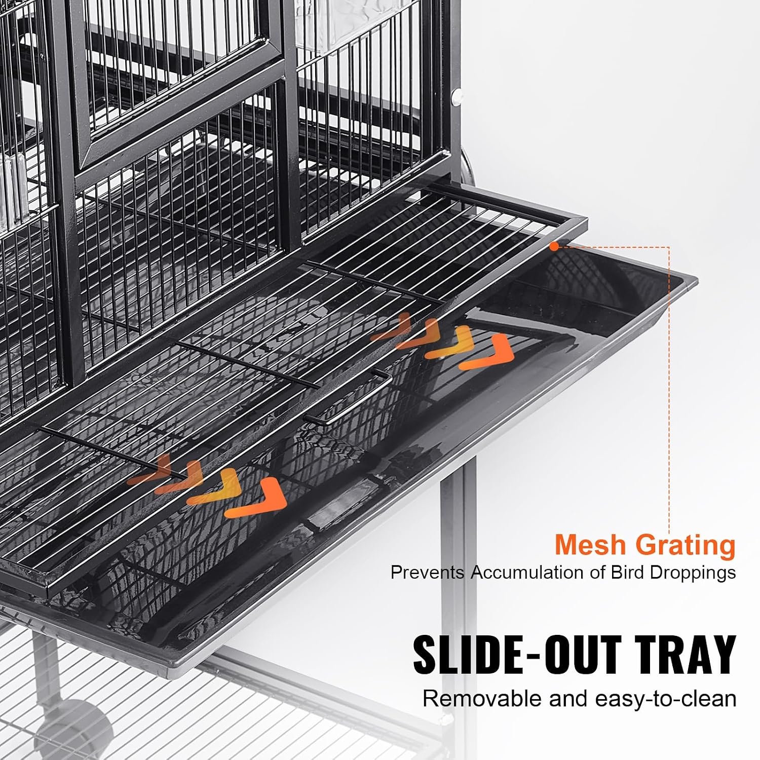 image:imageVEVOR Bird Cage 246 x 167 x 539 inch Flat Top Wrought Iron Bird Flight Cage with Perches SlideOut Tray and Plastic Feeders Casters for Parrot Blue Tit Cockatiel Canary Budgerigar ConureBlack