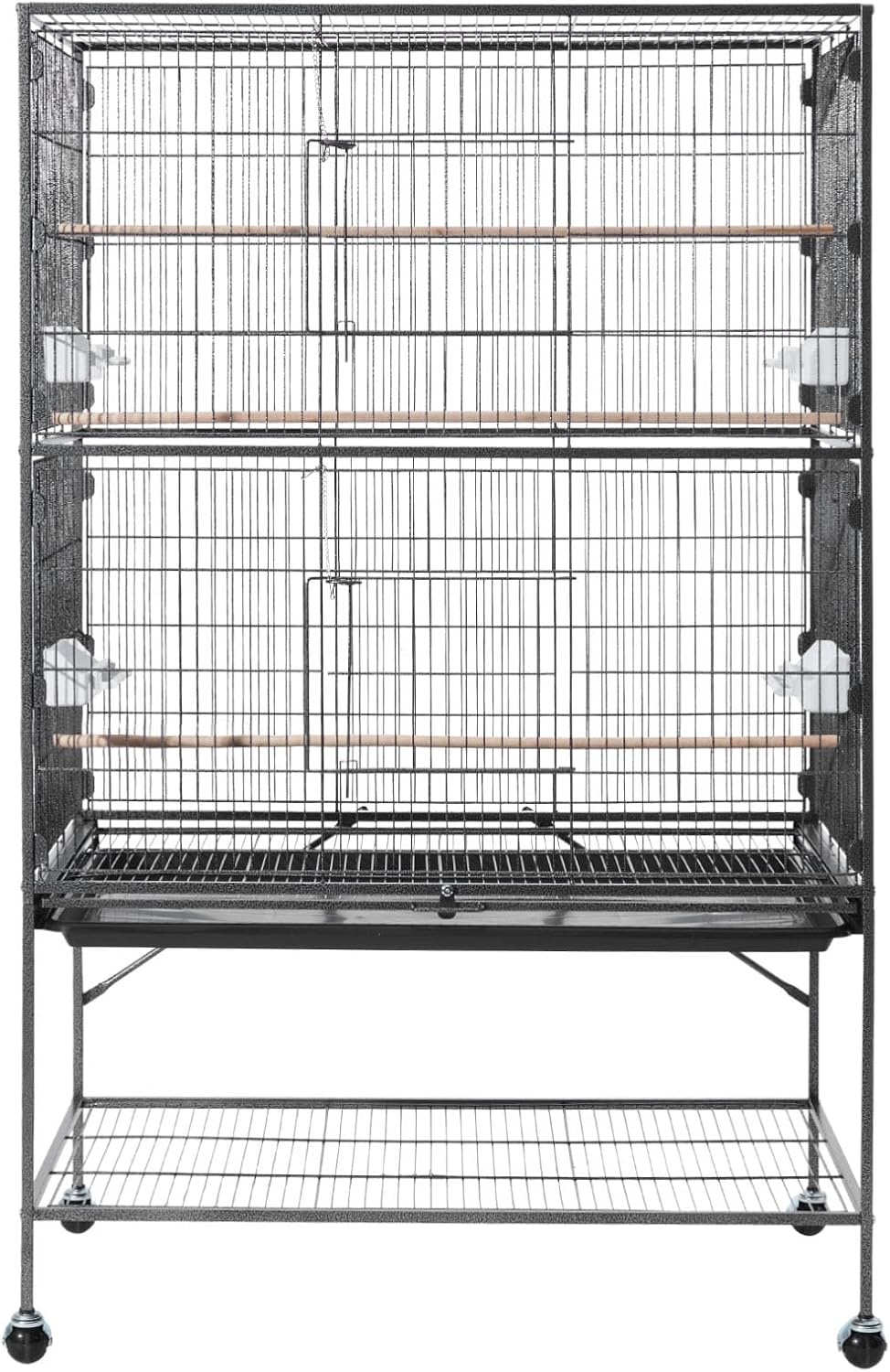 image:imageVEVOR Bird Cage 246 x 167 x 539 inch Flat Top Wrought Iron Bird Flight Cage with Perches SlideOut Tray and Plastic Feeders Casters for Parrot Blue Tit Cockatiel Canary Budgerigar ConureBlack