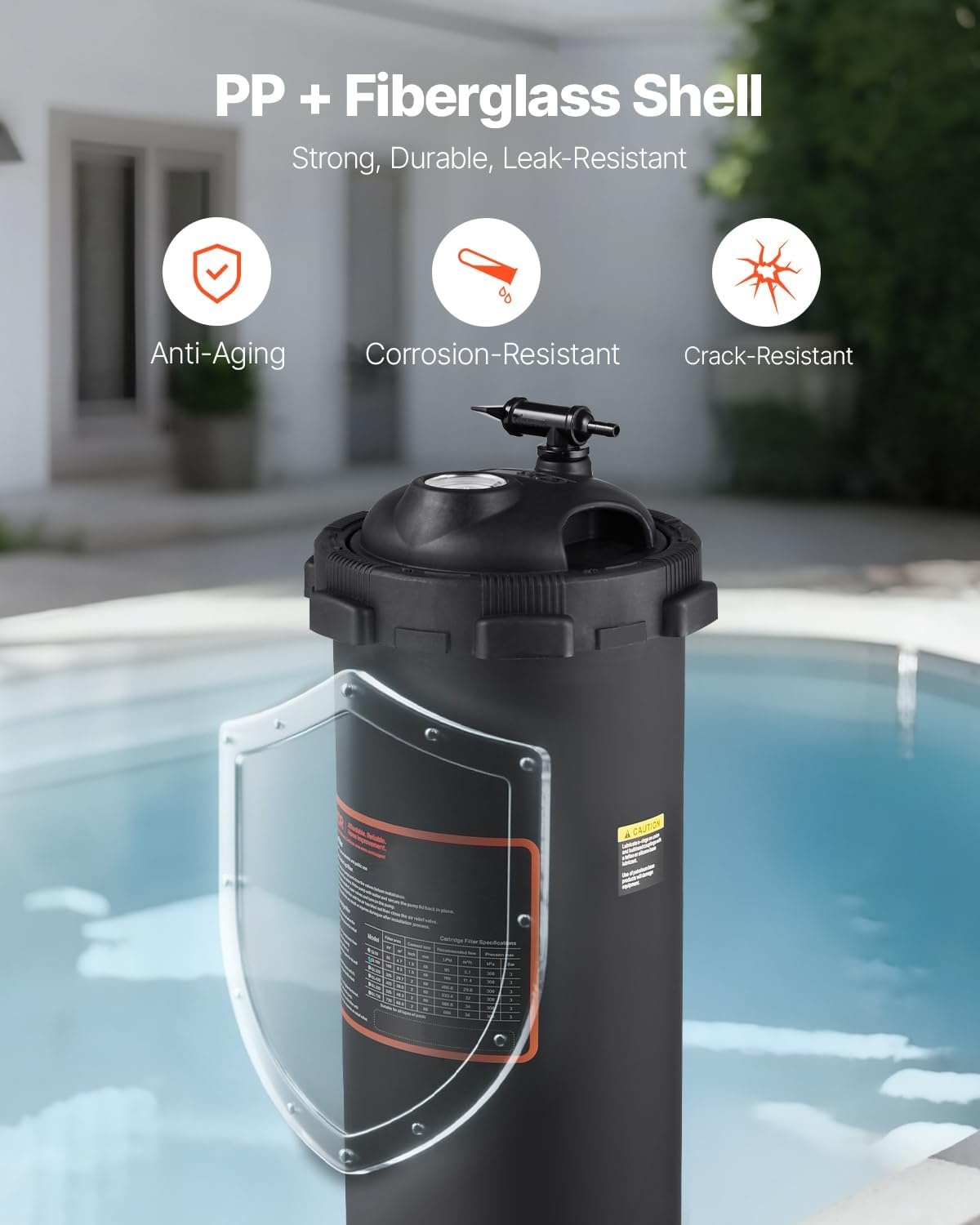 image:imageVEVOR CC150 Pool Filter Cartridge Replacement for Pentair Clean amp Clear 150 Replace Pleatco PAP150 Pentair R173216 Unicel C9415 150 sqftL x OD31 18 x10 116Cartridge Tank Element