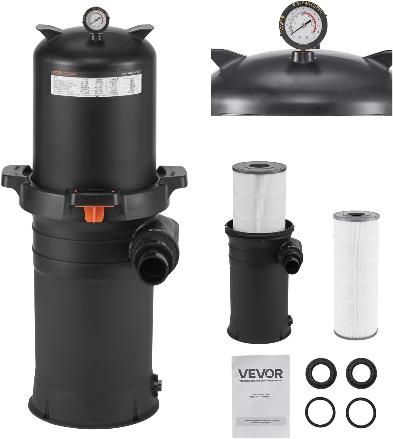 image:imageVEVOR CC150 Pool Filter Cartridge Replacement for Pentair Clean amp Clear 150 Replace Pleatco PAP150 Pentair R173216 Unicel C9415 150 sqftL x OD31 18 x10 116Cartridge Tank Element