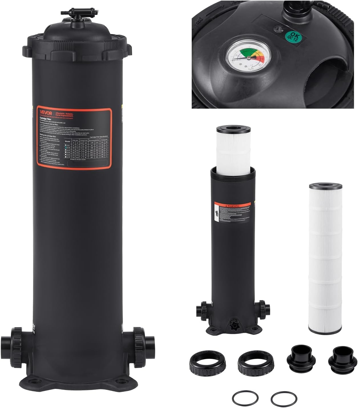 image:imageVEVOR CC150 Pool Filter Cartridge Replacement for Pentair Clean amp Clear 150 Replace Pleatco PAP150 Pentair R173216 Unicel C9415 150 sqftL x OD31 18 x10 116Cartridge Tank Element