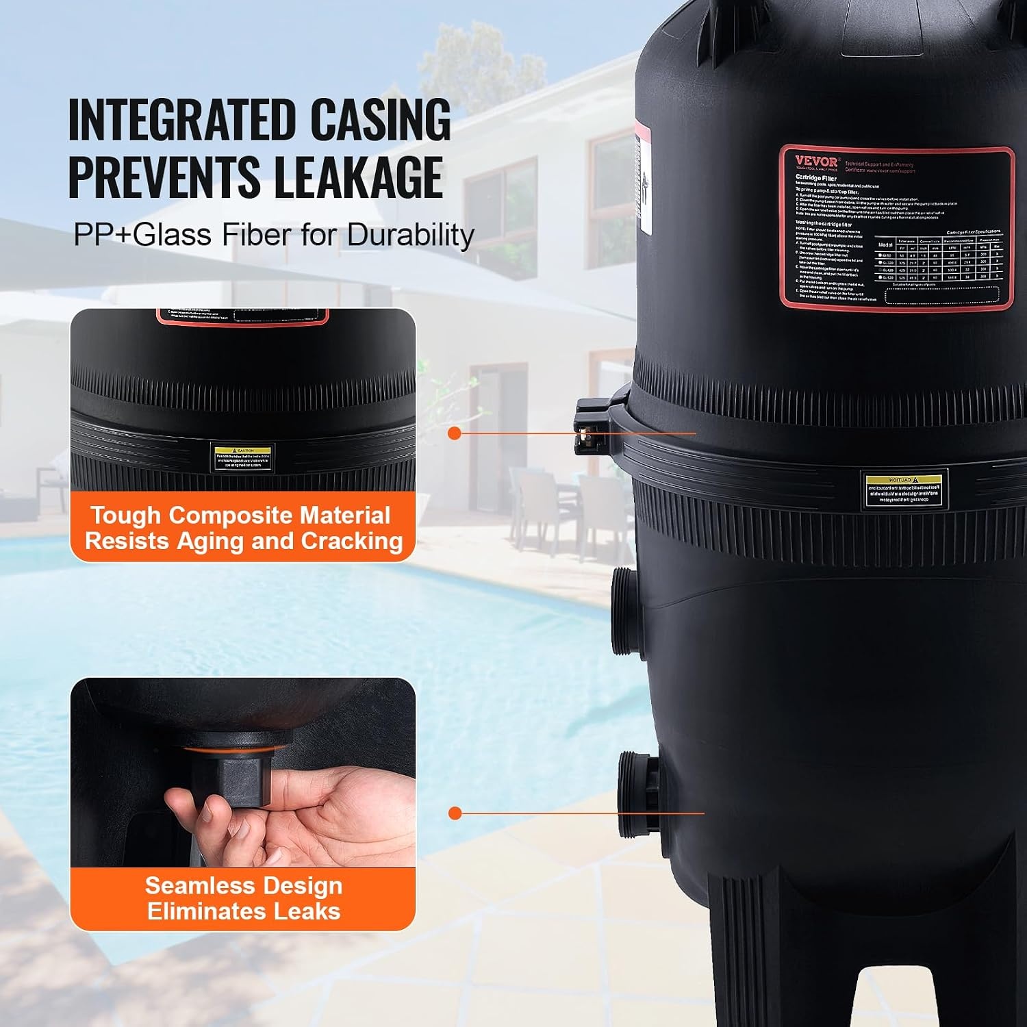image:imageVEVOR CC150 Pool Filter Cartridge Replacement for Pentair Clean amp Clear 150 Replace Pleatco PAP150 Pentair R173216 Unicel C9415 150 sqftL x OD31 18 x10 116Cartridge Tank Element