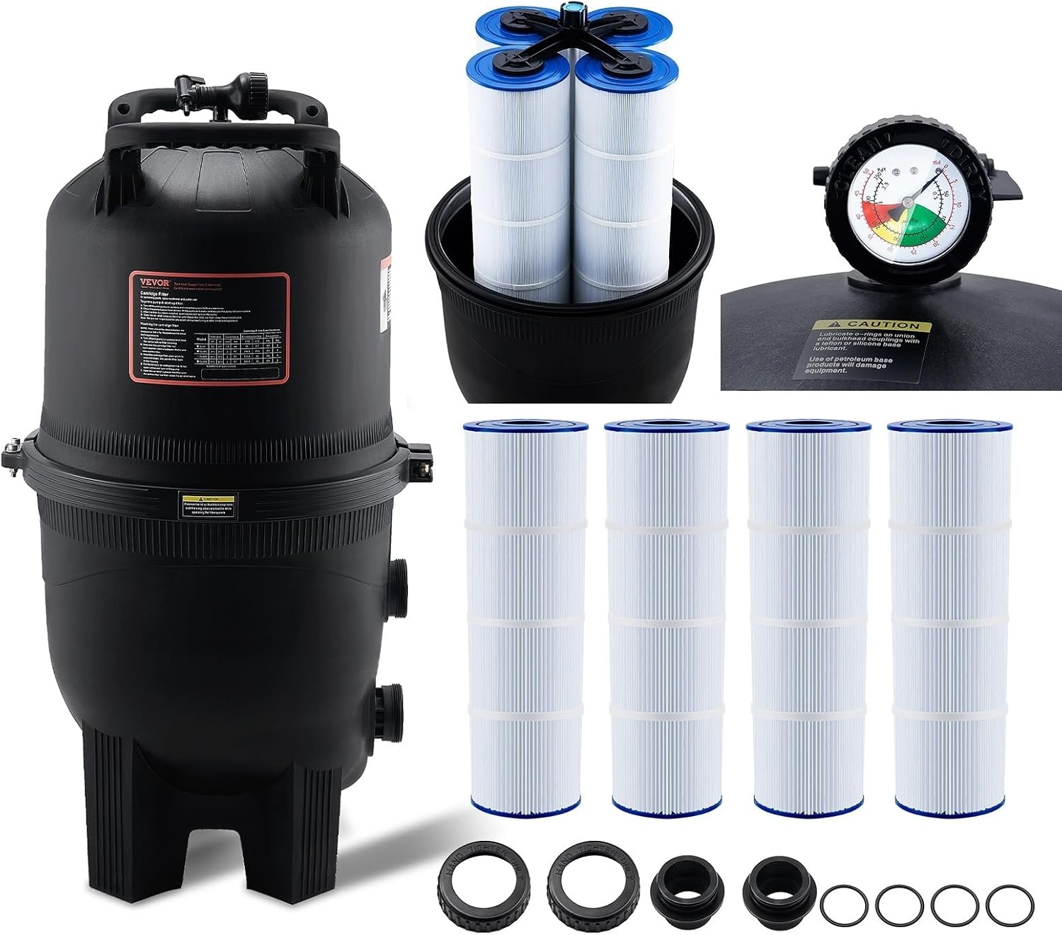 image:imageVEVOR CC150 Pool Filter Cartridge Replacement for Pentair Clean amp Clear 150 Replace Pleatco PAP150 Pentair R173216 Unicel C9415 150 sqftL x OD31 18 x10 116Cartridge Tank Element